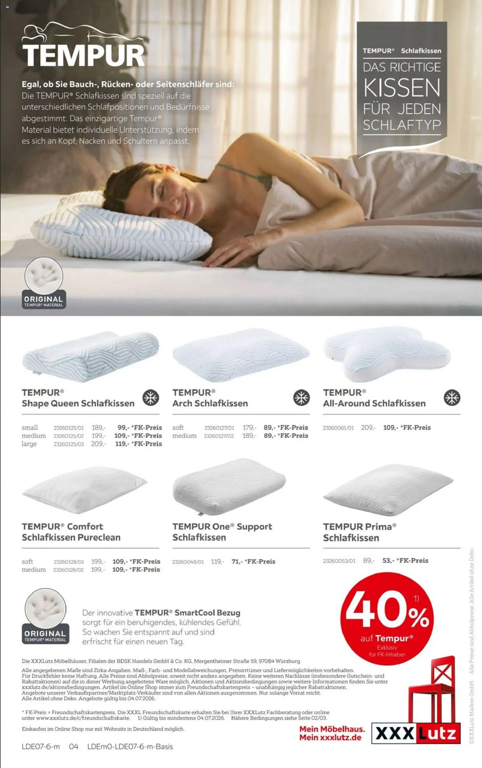 XXXLutz Tempur Spezial – gültig ab 20.06.2026 | Seite: 4 | Produkte: Kissen
