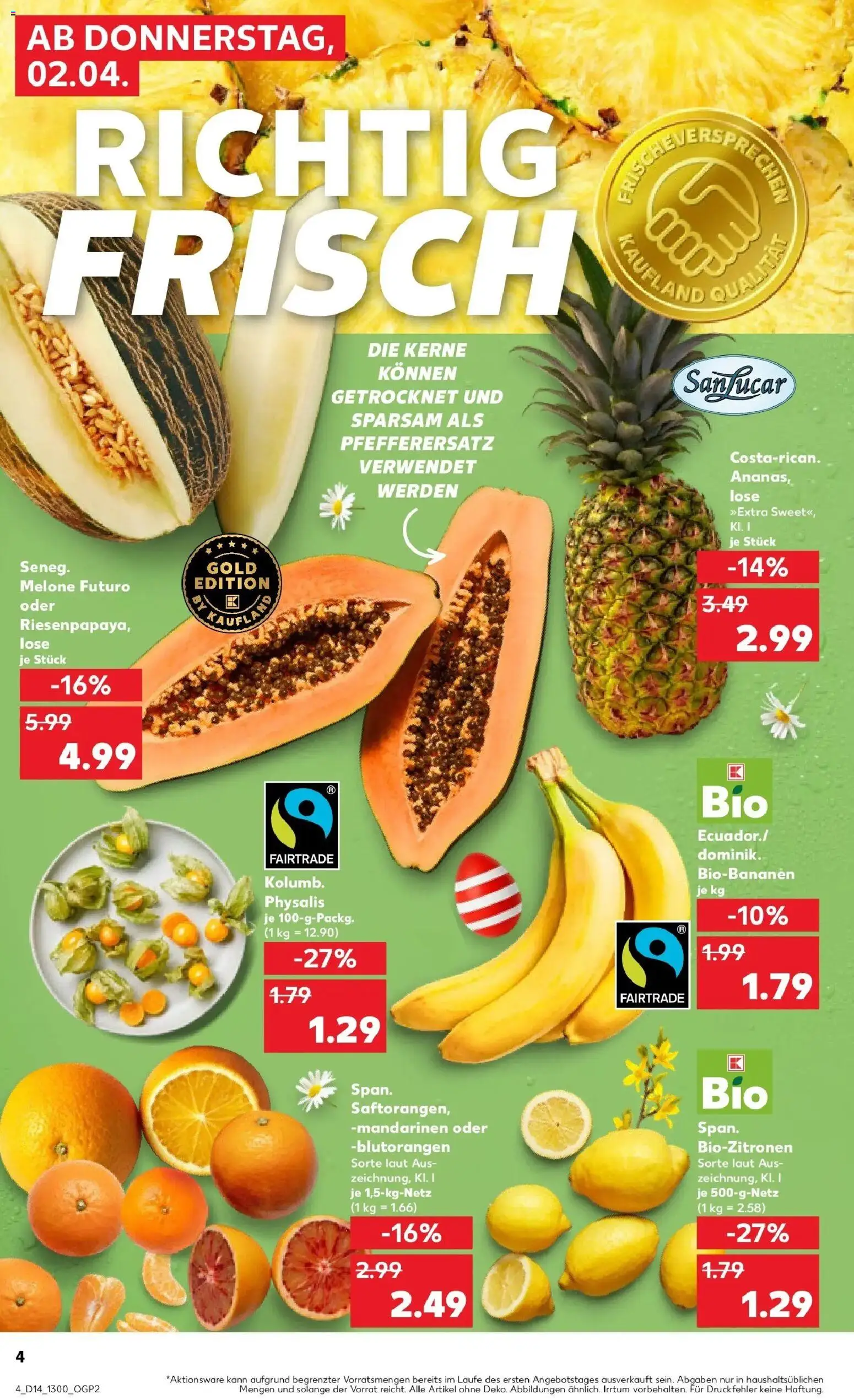 Kaufland Prospekt Bergkamen	 – gültig ab 02.04.2026 | Seite: 4 | Produkte: Mandarinen, Melone