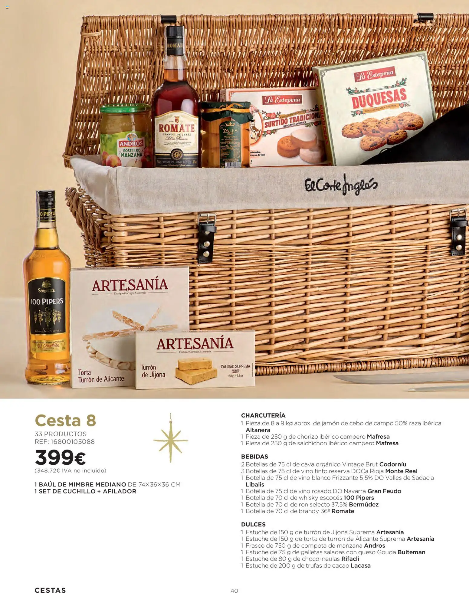 El Corte Inglés Cestas Navidad 2026 Cataluňa │ válido desde el 08/10/2026 | Página: 40 | Productos: Vino rosado, Dulces, Brandy, Cacao