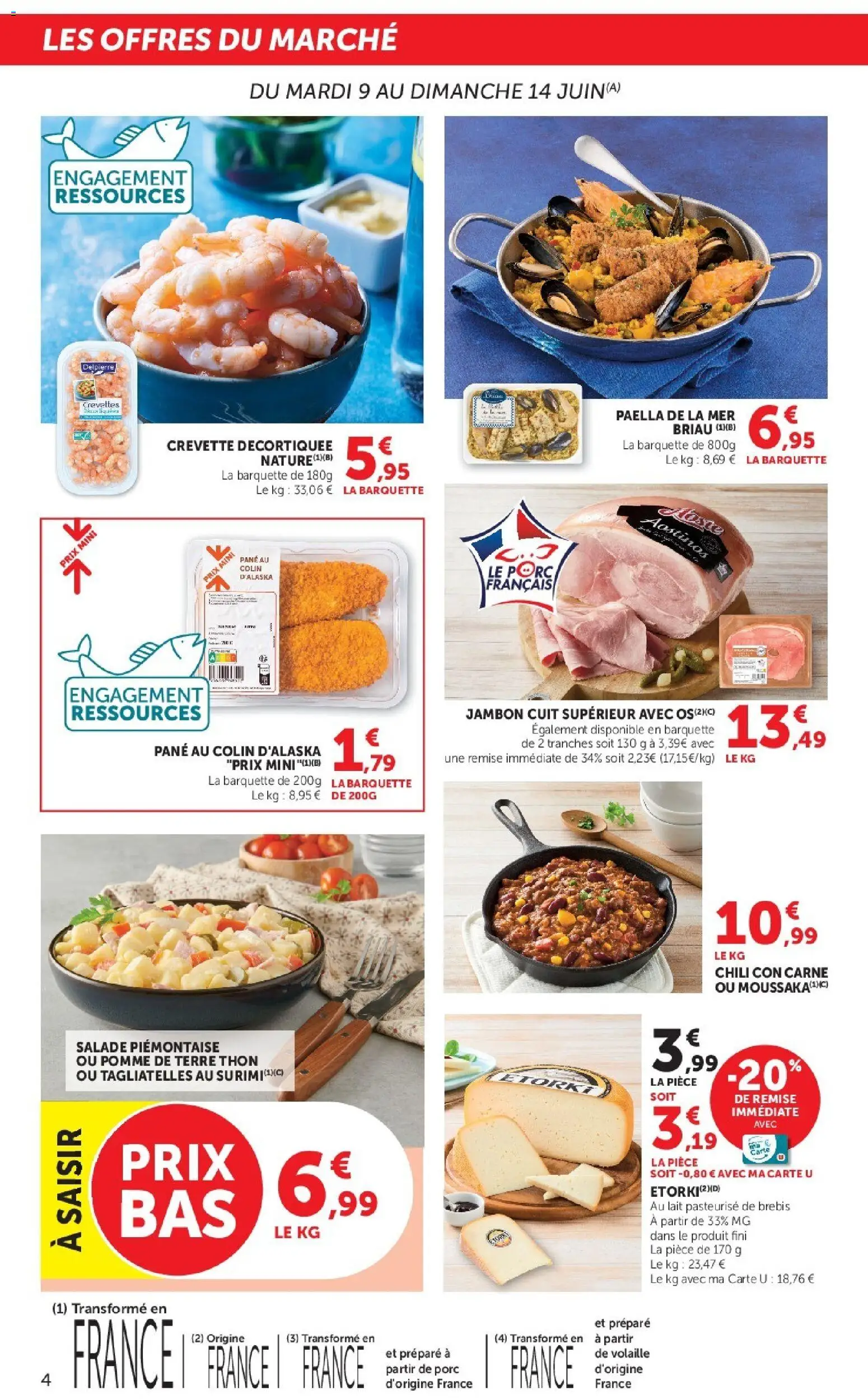 {H1} | Page: 4 | Produits: Salade, Pomme, Volaille, Thon