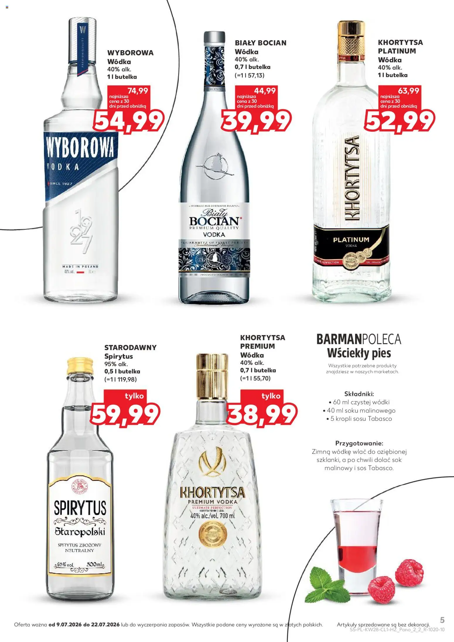 Kaufland Polsko leták - Barek od 09.07.2026 | Strana: 5 | Produkty: Tabasco, Finest, Vodka