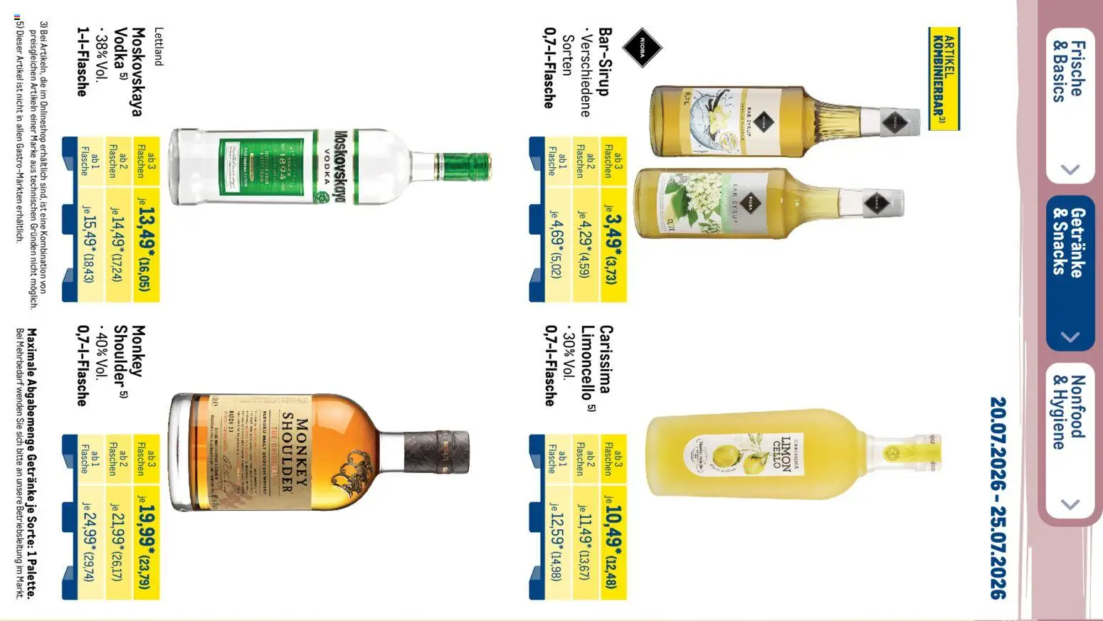 Metro Prospekt – gültig ab 20.07.2026 | Seite: 32 | Produkte: Whisky, Limoncello, Vodka