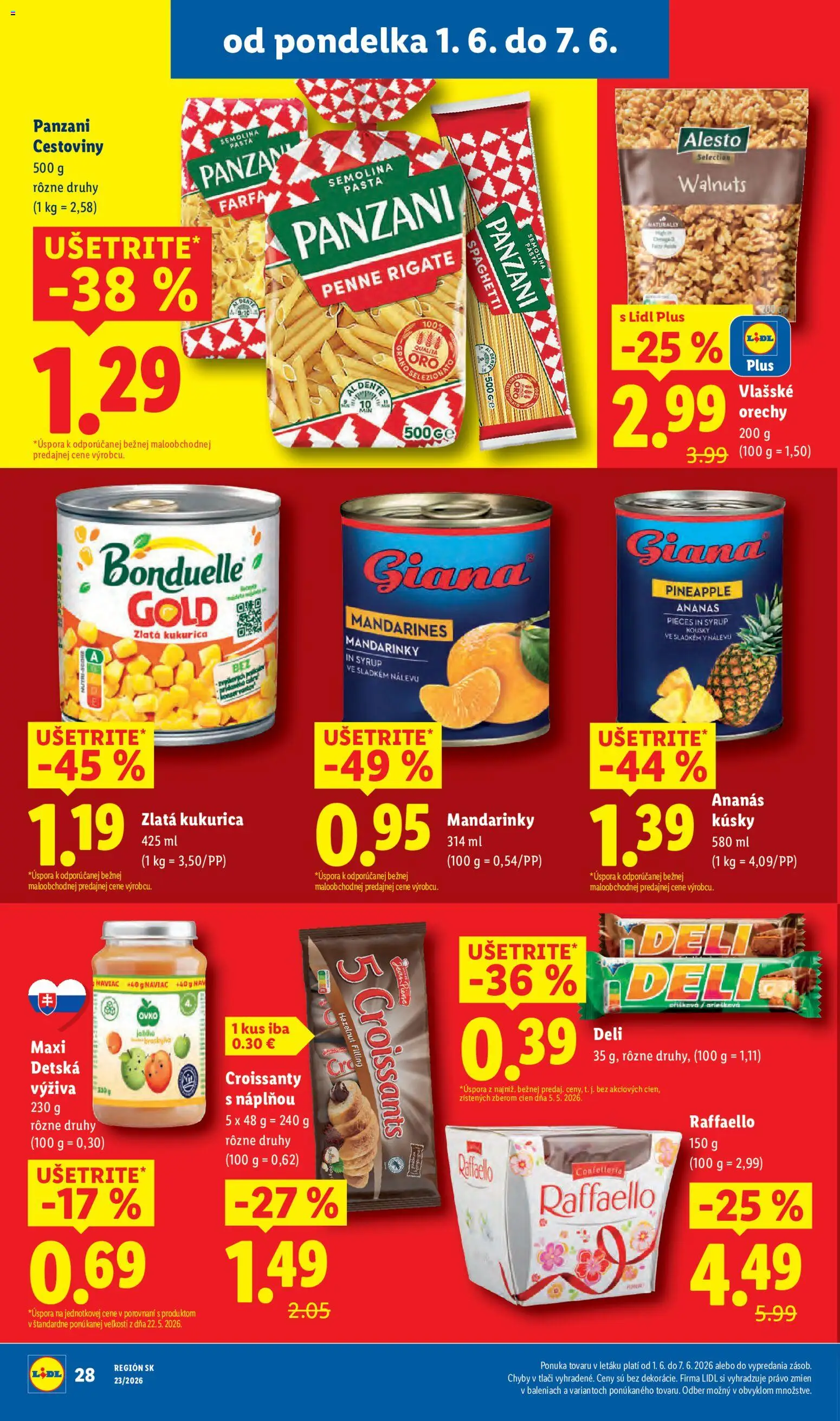Nové Lidl akcie – leták je platný od 01.06.2026 | Strana: 40 | Produkty: Penne, Cestoviny, Ananás, Orechy