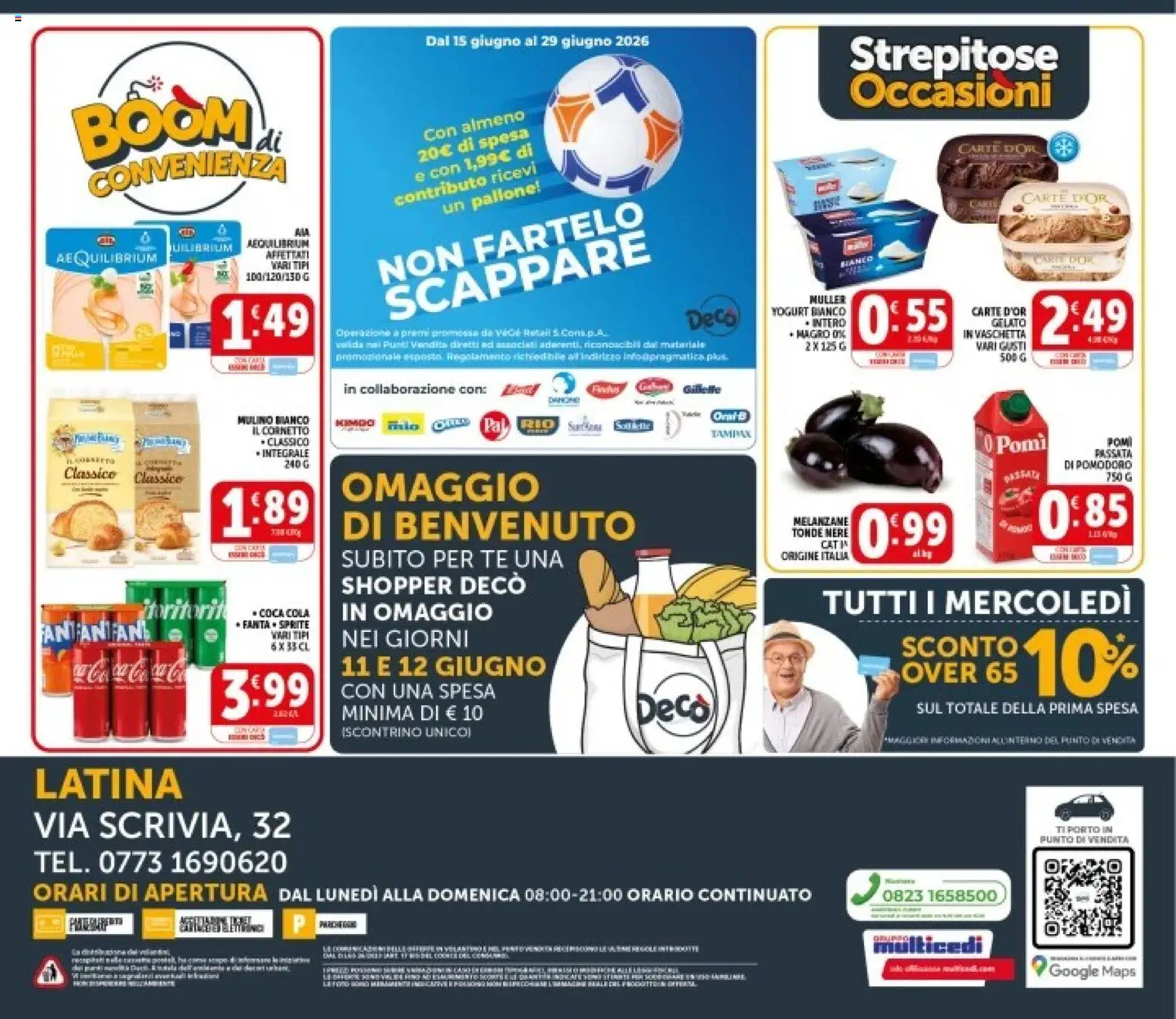 Volantino Decò del 11.06.2026 | Pagina: 21 | Prodotti: Yogurt, Pallone, Melanzane, Coca Cola