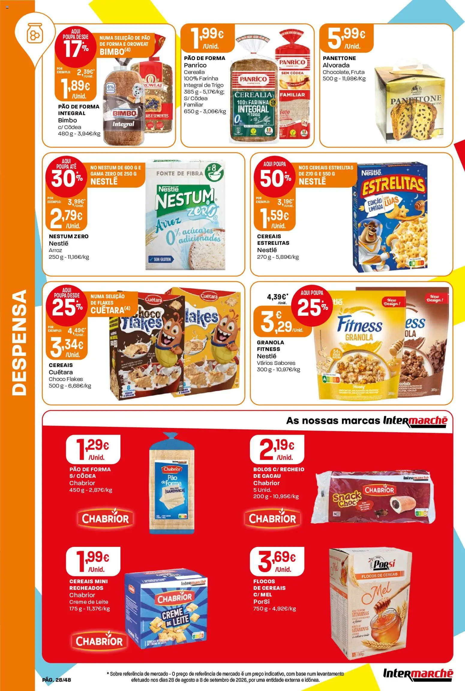 Intermarché folheto │ válido de 08/10/2026 | Página: 28 | Produtos: Nestlé, Pão, Creme, Flocos