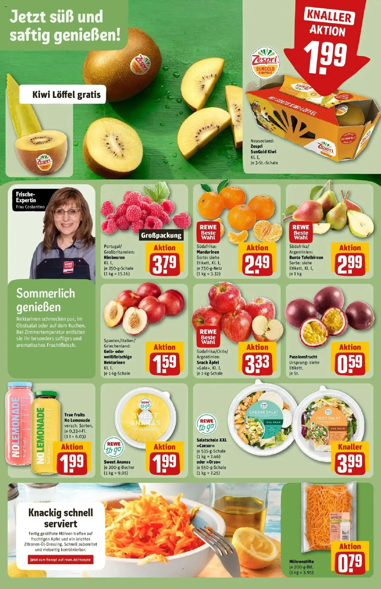 REWE Prospekt ab 10.08.2026 zum Blättern » Angebote | Seite: 4 | Produkte: Himbeeren, Äpfel, Ananas, Kiwi