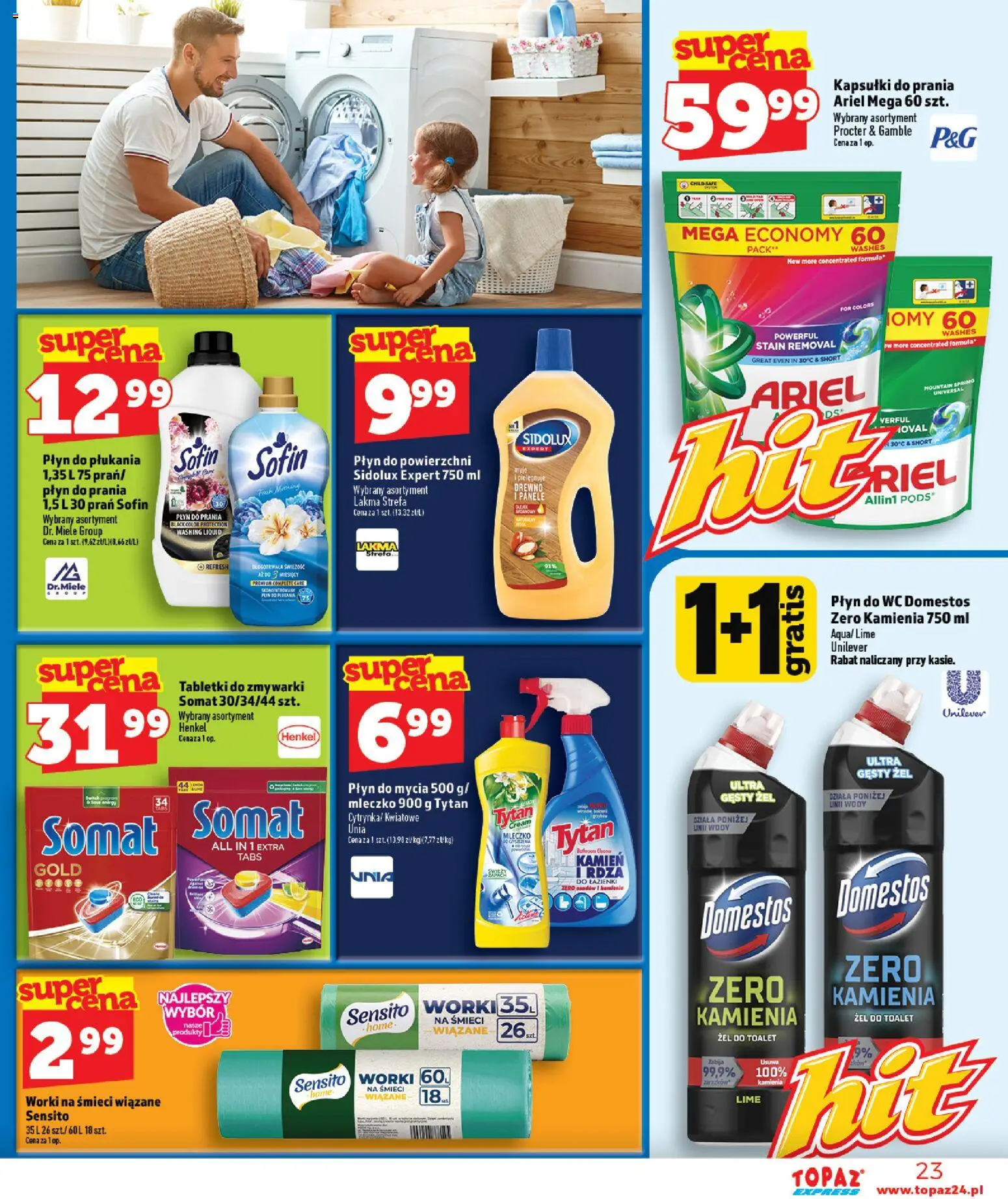 Topaz gazetka - Express od 01.10.2026 | Strona: 23 | Produkty: Worki na śmieci, Kapsułki, Kapsułki do prania, Kapsułki do prania Ariel