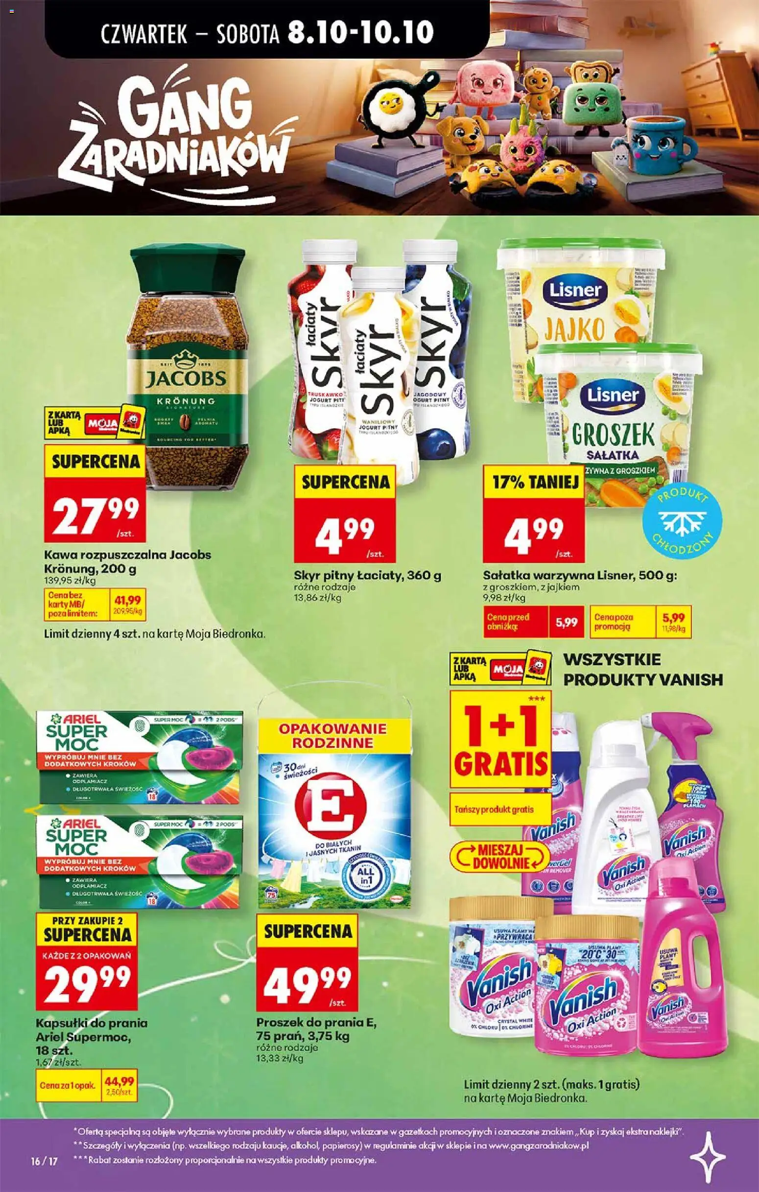 Biedronka gazetka - Gang zaradniaków od 08.10.2026 | Strona: 2 | Produkty: Groszek, Kawa rozpuszczalna, Kawa, Sałatka warzywna