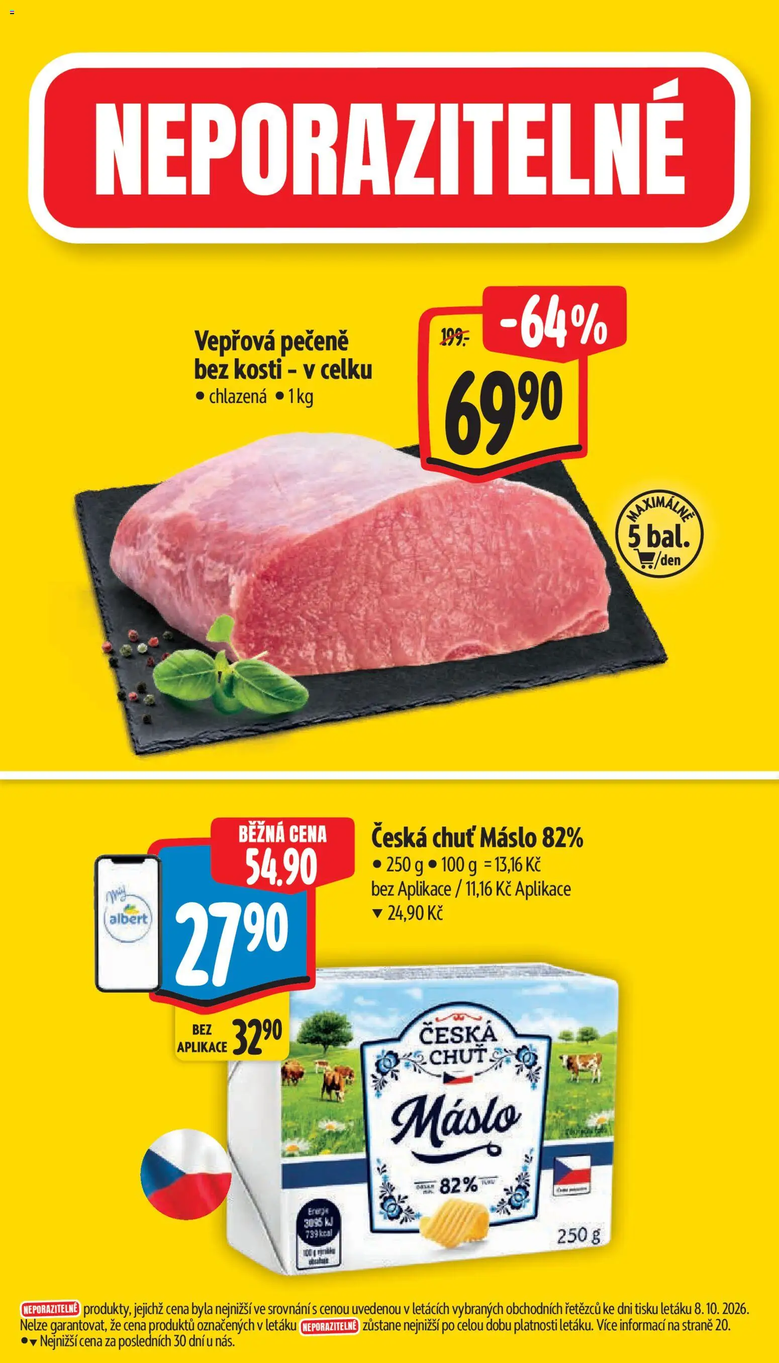 Albert leták - Supermarket od 14.10.2026 | Strana: 2 | Produkty: Vepřová pečeně, Máslo