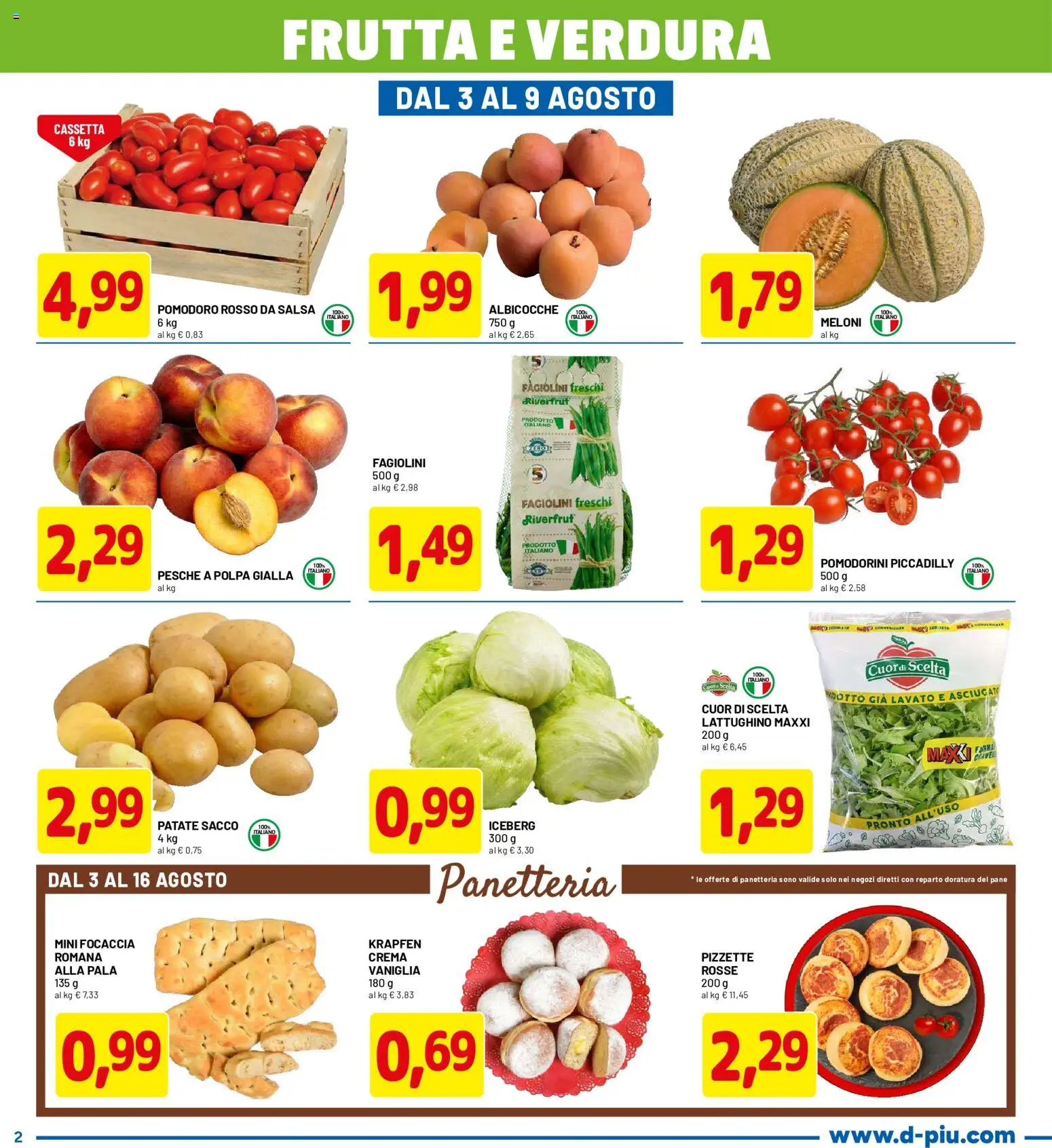 Volantino D Più del 03/08/2026 | Pagina: 2 | Prodotti: Patate, Pomodoro, Albicocche, Pesche