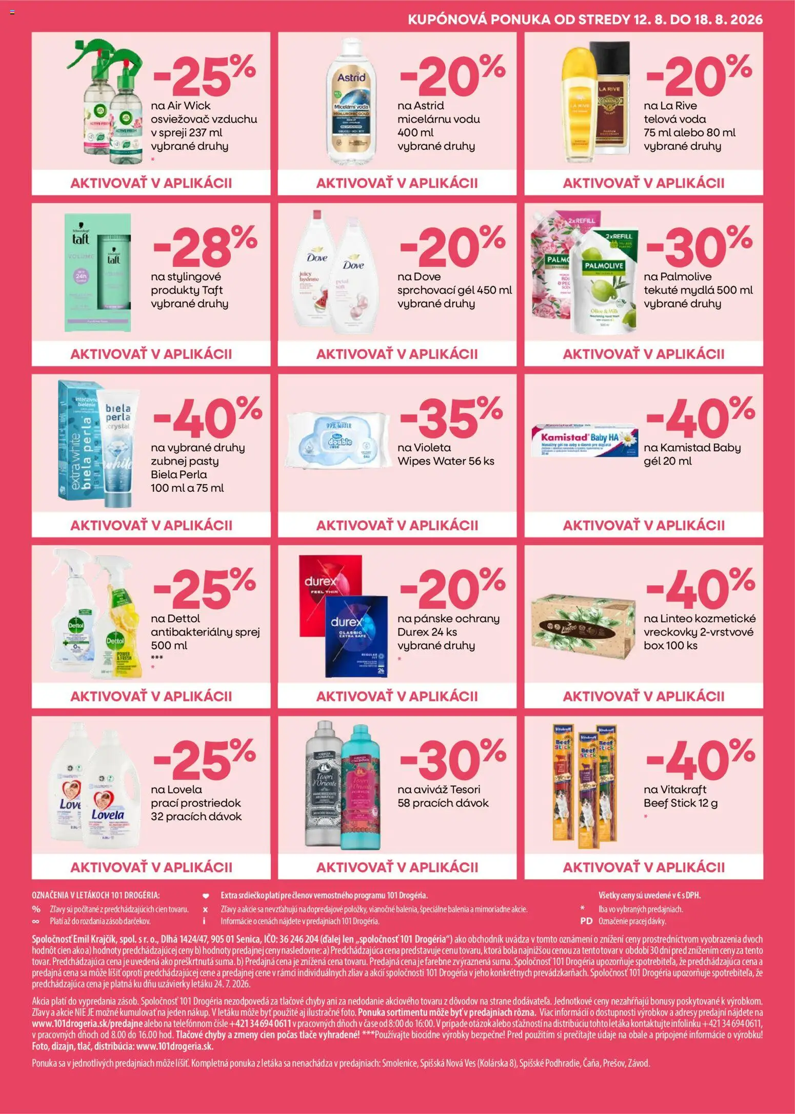 Nové 101 drogerie akcie – leták je platný od 05.08.2026 | Strana: 8 | Produkty: Osviežovač vzduchu, Lovela, Air Wick