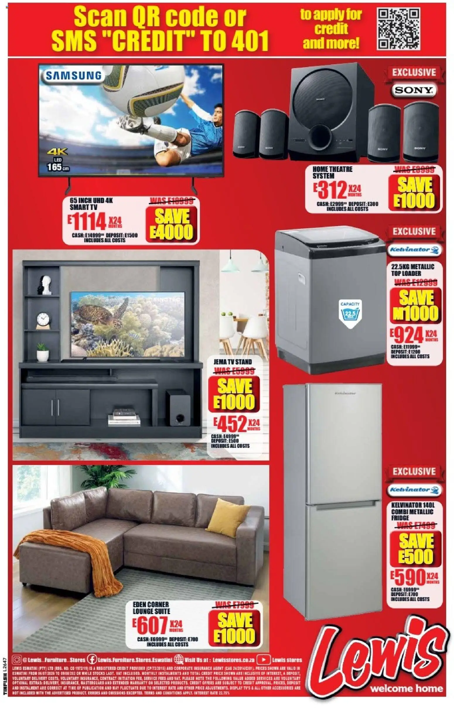 New Lewis Stores catalogue – valid from 06/07/2026 | Page: 16 | Products: TV, Fridge, Lounge suite, Home theatre system