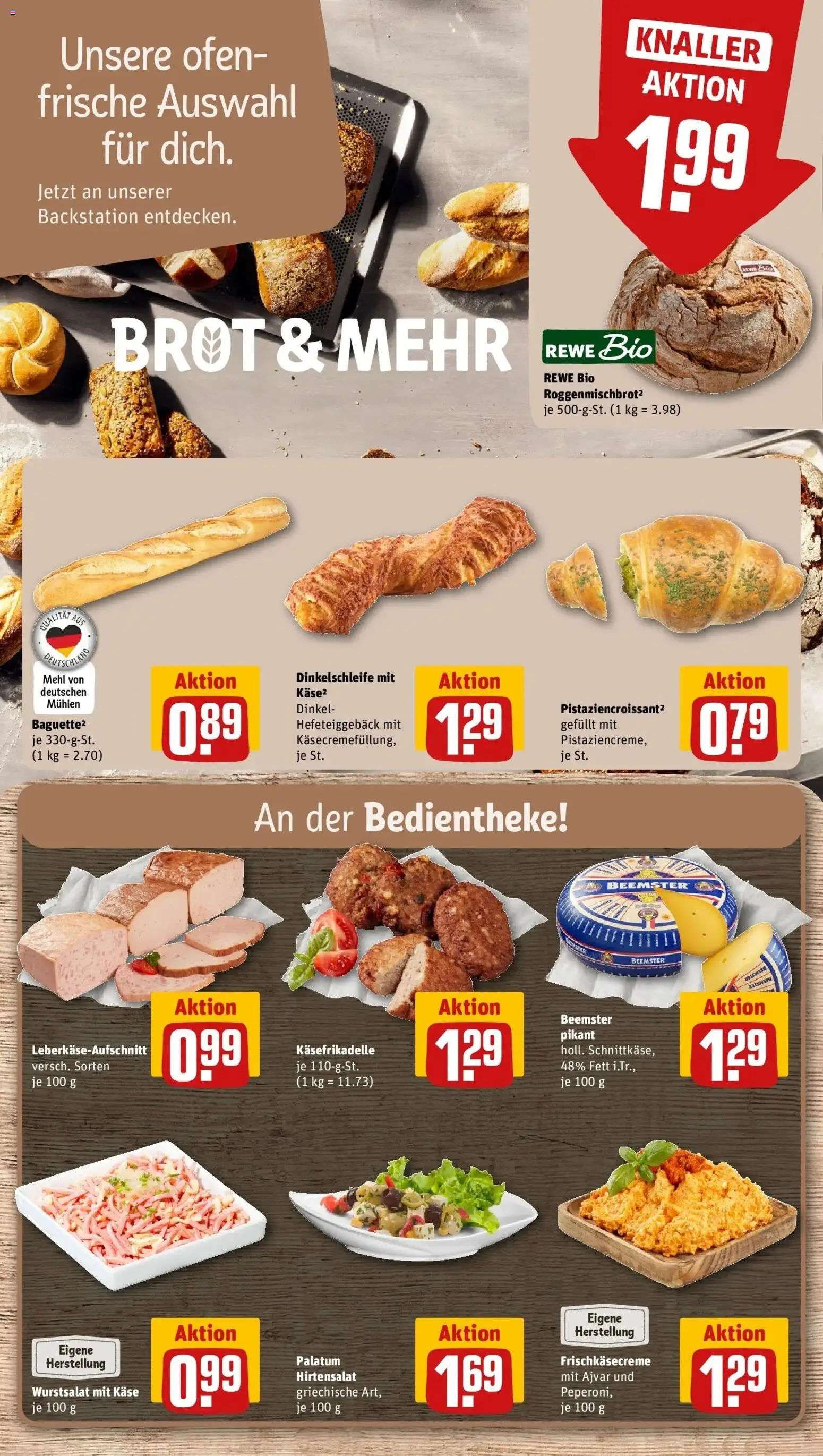 REWE Prospekt ab 17.08.2026 zum Blättern » Angebote | Seite: 13 | Produkte: Ofen, Mehl, Käse, Brot