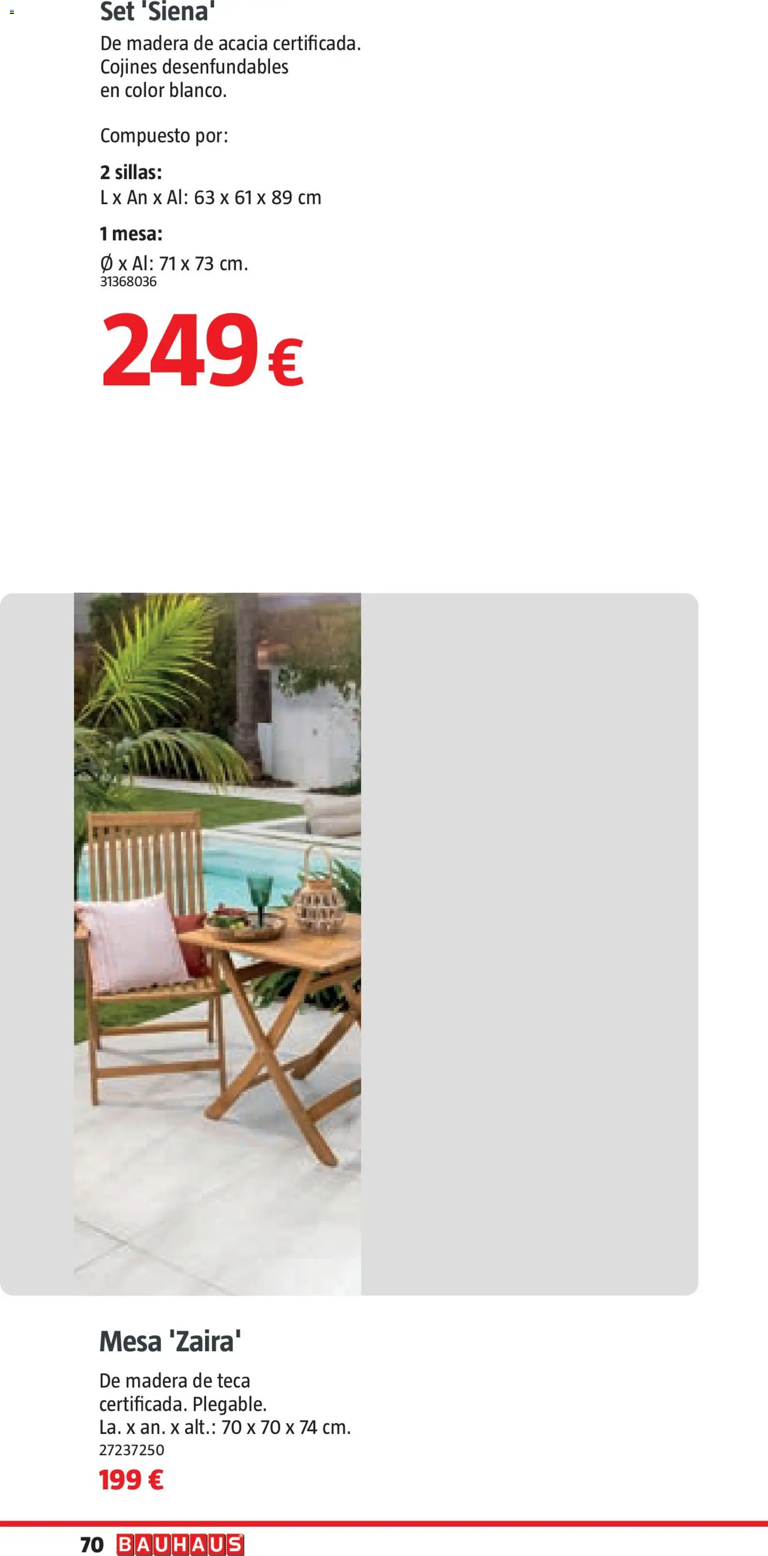 Bauhaus Verano │ válido desde el 16.03.2026 | Página: 70 | Productos: Mesa