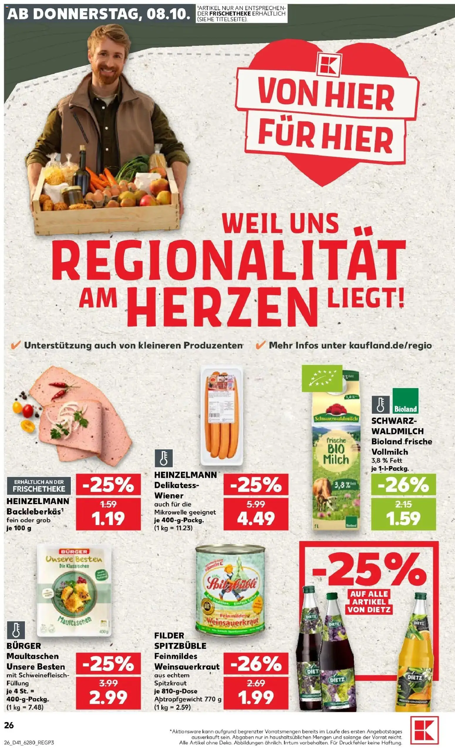 Prospekt Kaufland ab 08.10.2026 » Angebote Online zum Blättern | Seite: 26 | Produkte: Mikrowelle, Milch, Burger, Maultaschen