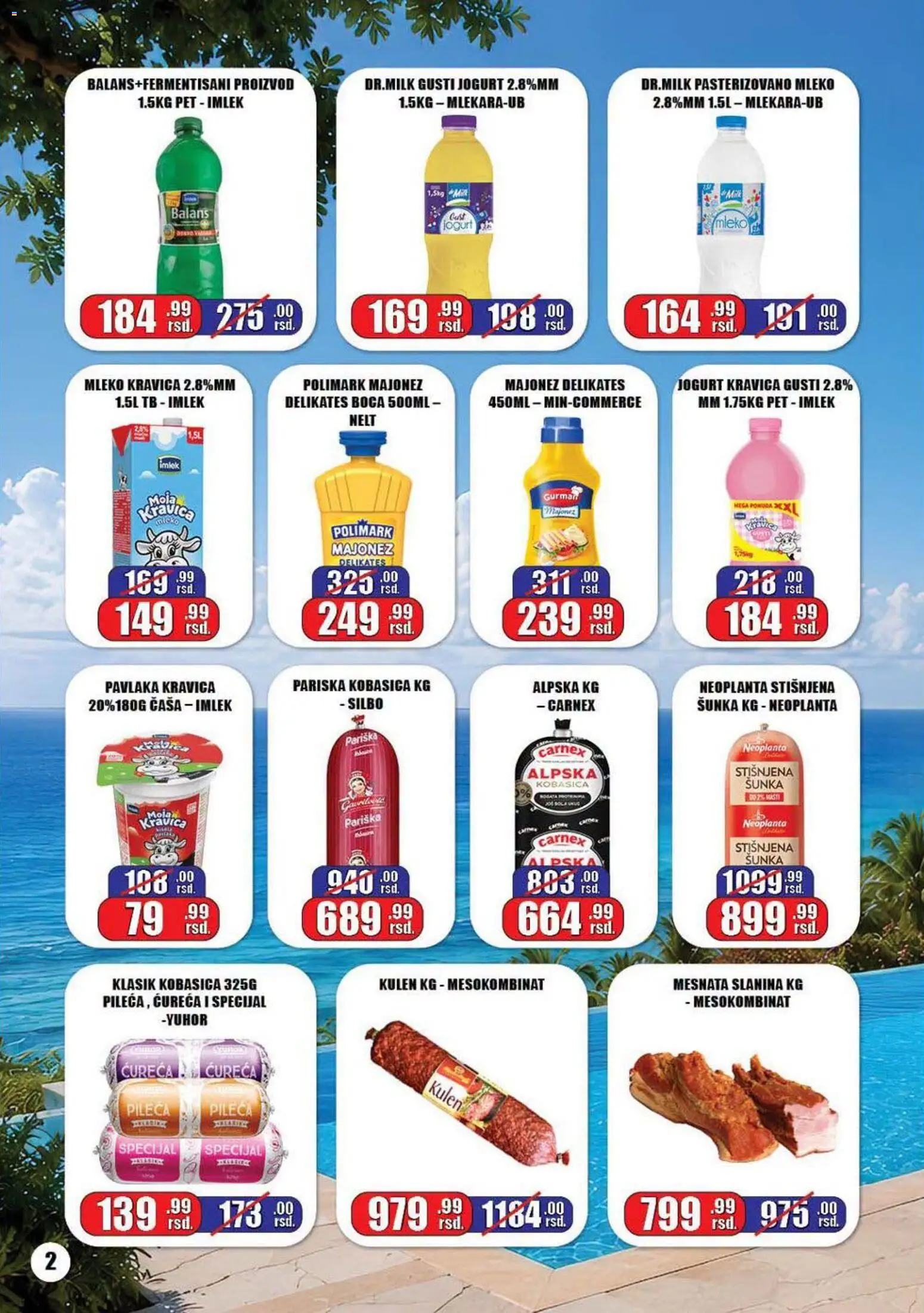 Gala MARKET katalog - važi od 05.08.2026 | Strana: 2 | Proizvode: Majonez, Mleko, Slanina, Pavlaka