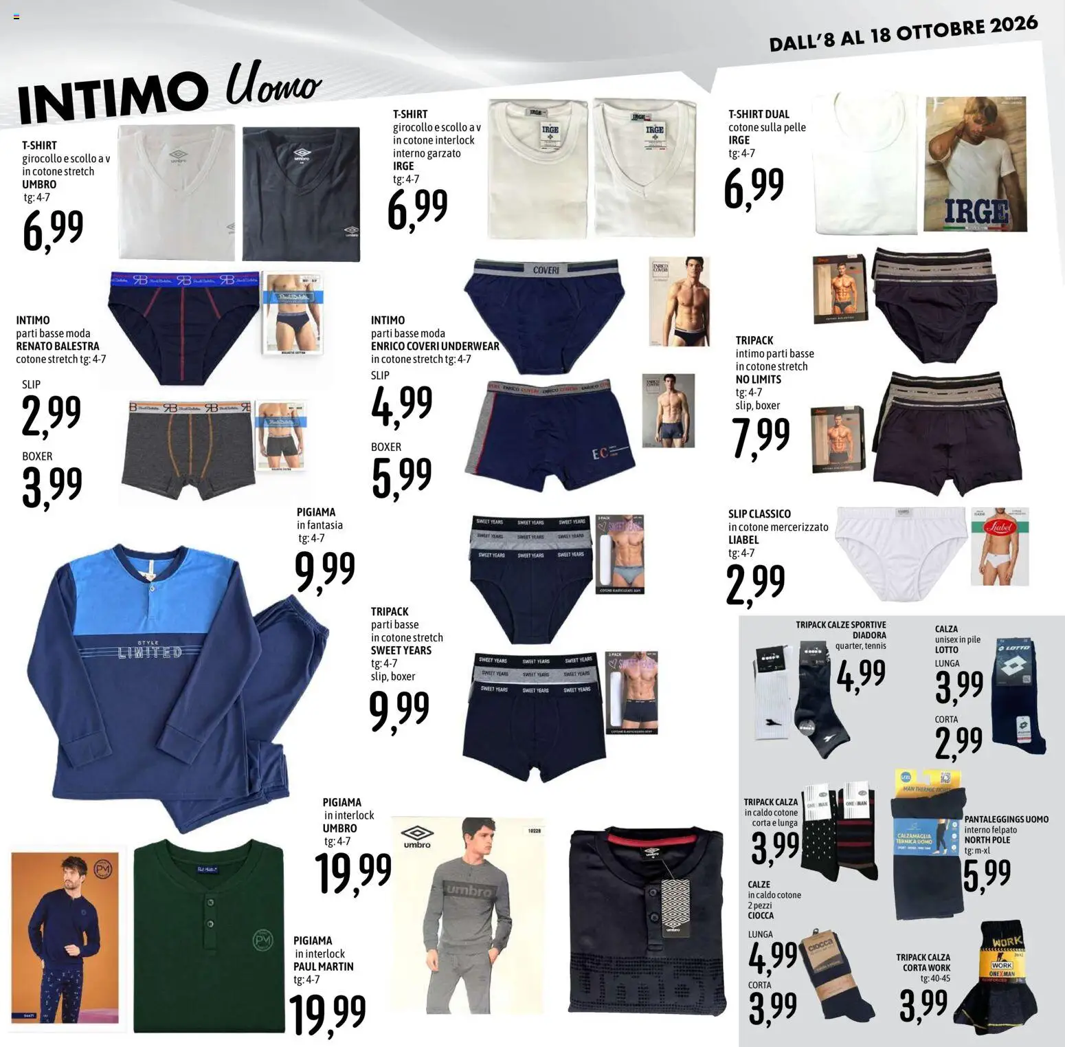 Volantino Emisfero del 08/10/2026 | Pagina: 34 | Prodotti: Intimo, Pigiama, Boxer, Calzamaglia
