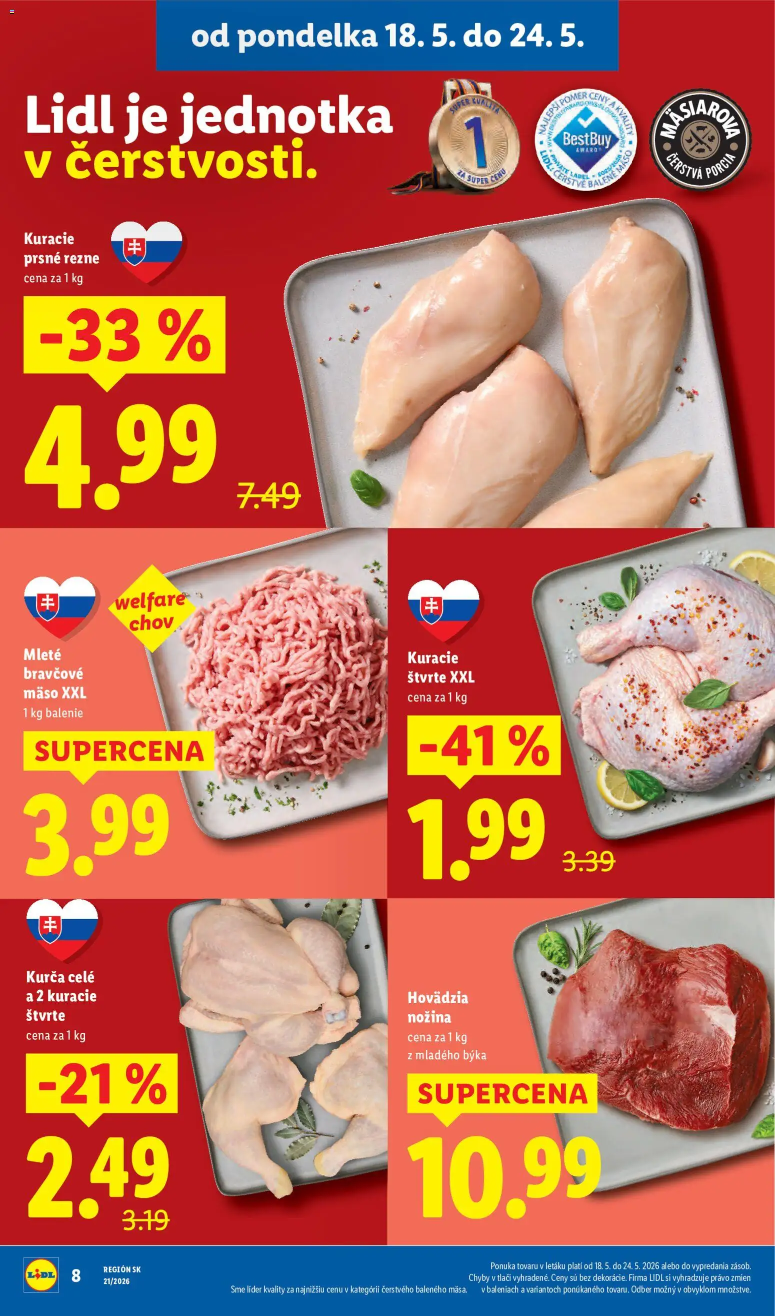 Nové Lidl akcie – leták je platný od 18.05.2026 | Strana: 12 | Produkty: Bravčové mäso, Kurča