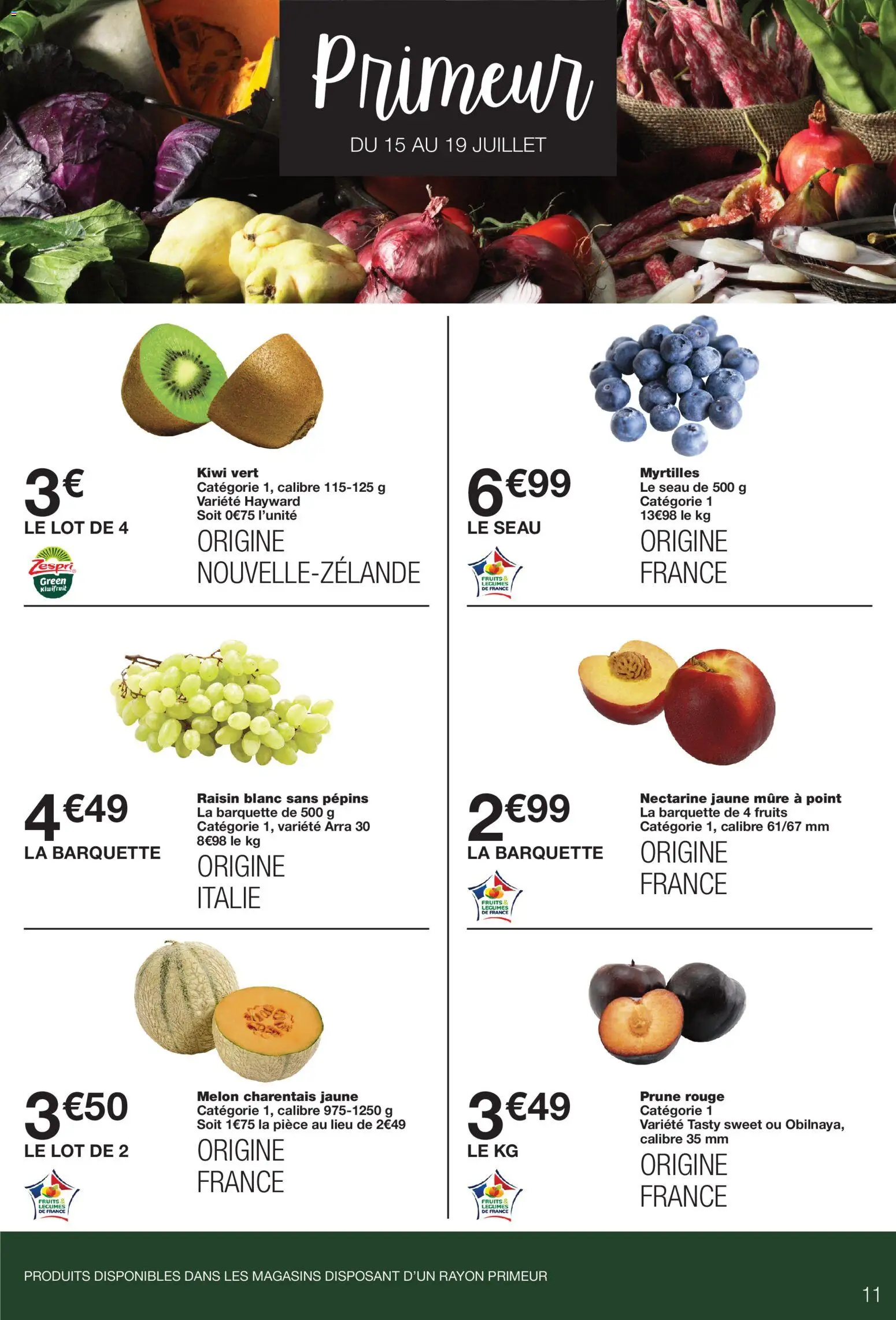 {H1} | Page: 11 | Produits: Prune, Raisin, Kiwi vert, Kiwi