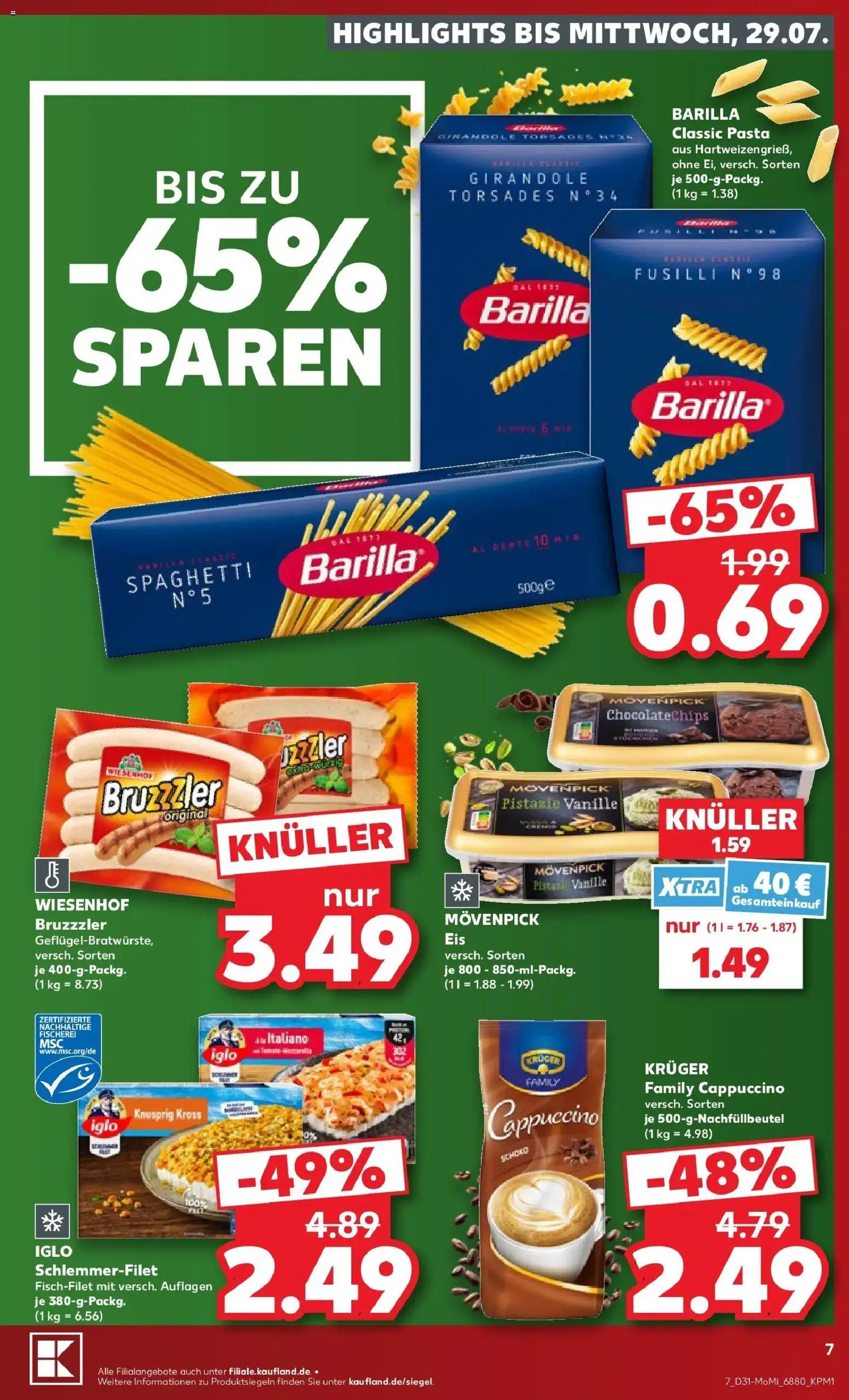 Kaufland Prospekt Grünstadt – gültig ab 27.07.2026 | Seite: 7 | Produkte: Barilla, Iglo, Pasta
