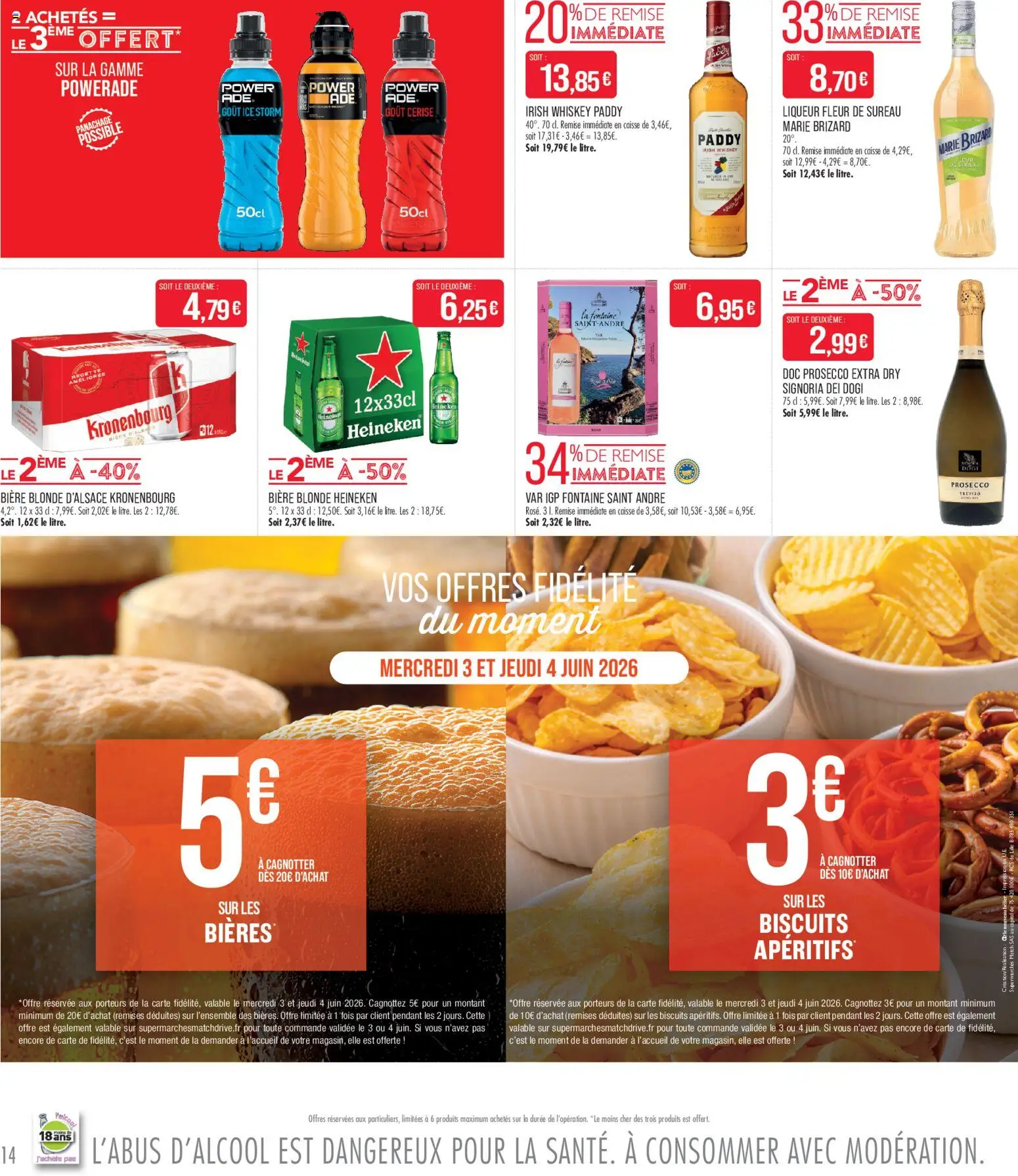 {H1} | Page: 14 | Produits: Liqueur, Bière blonde, Heineken, Biscuits