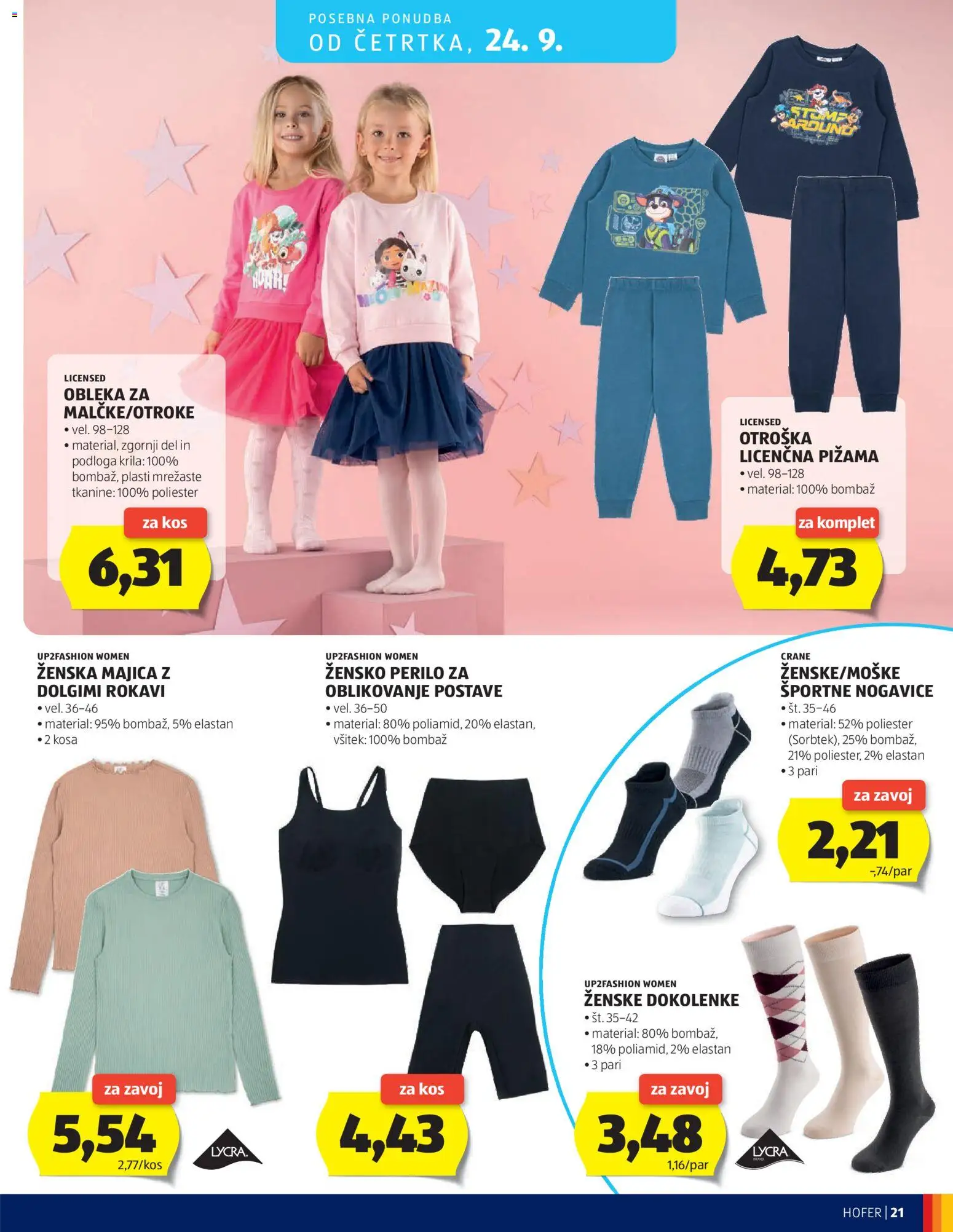 Hofer SI katalog | vrijedi od 16.09.2026 | Stranica: 21 | Proizvodi: Zavoj, Majica, Podloga, Zenska majica