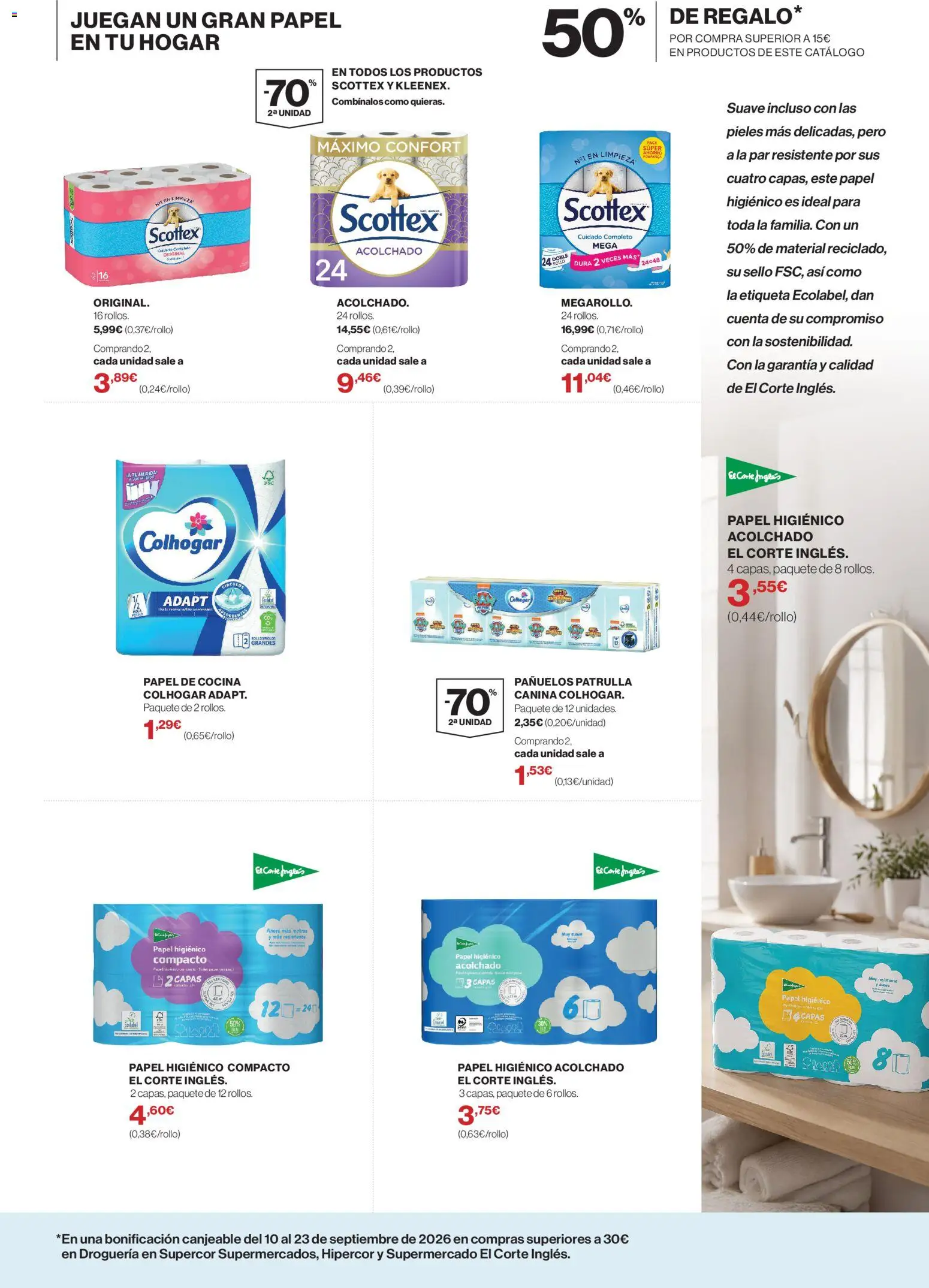 Supercor Limpieza y Cuidado del Hogar Canarias │ válido desde el 26/08/2026 | Página: 7 | Productos: Papel higienico, Cocina