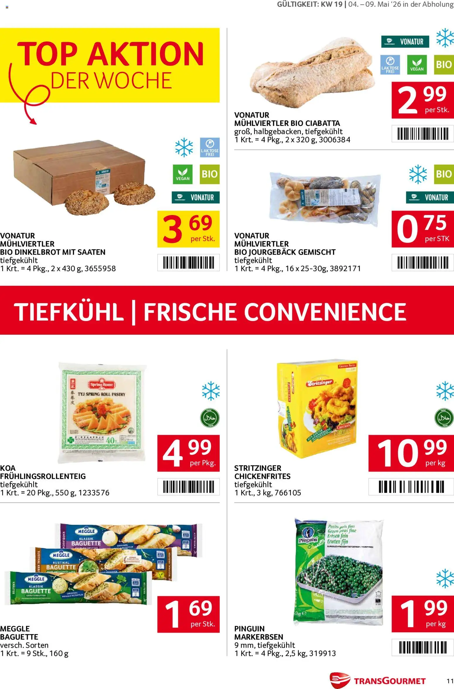 Transgourmet Flugblatt gültig ab 04.05.2026 | Seite: 11 | Produkte: Knoblauch, Erbsen, Jääkaappipakastin