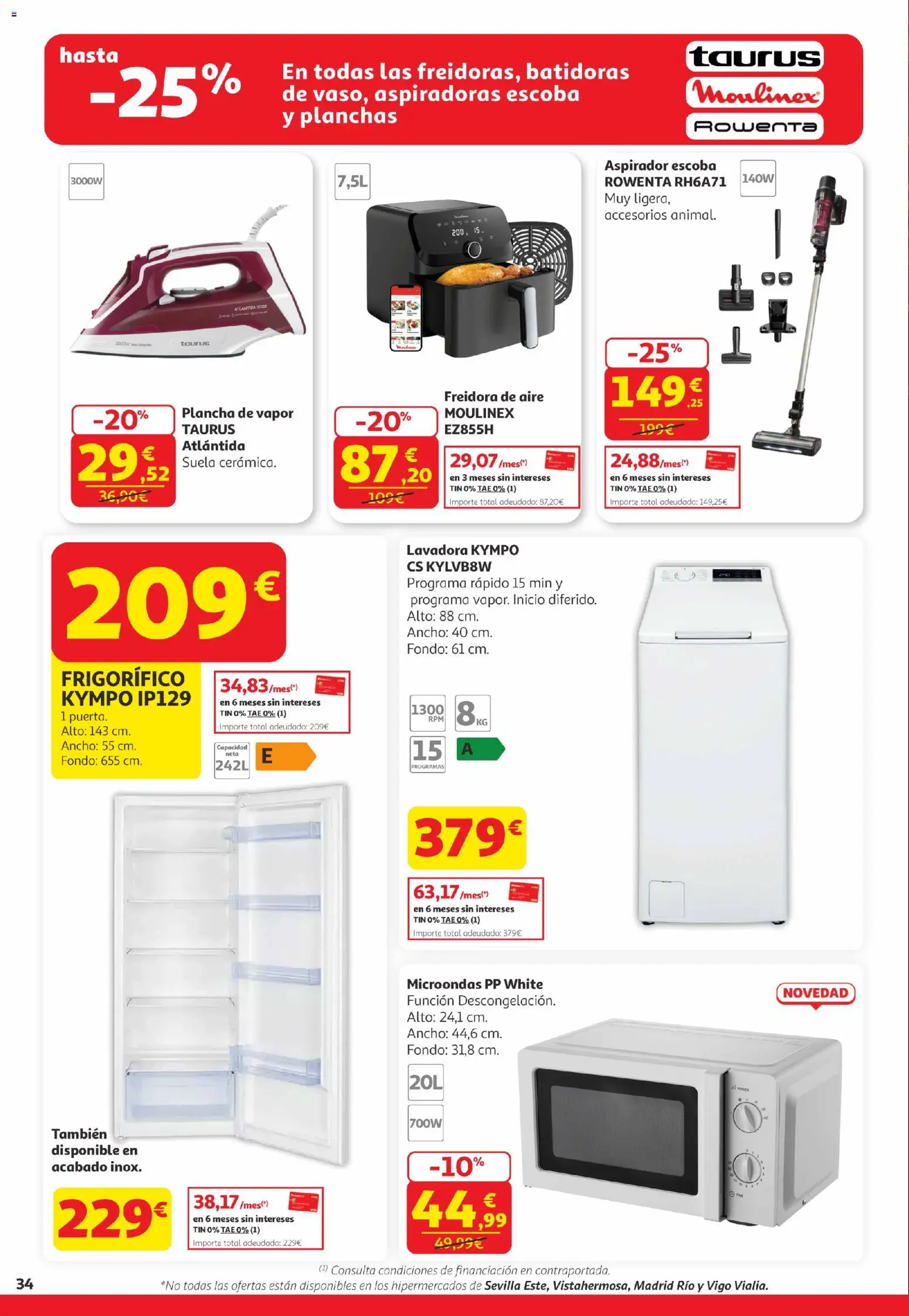Alcampo Canarias │ válido desde el 07.04.2026 | Página: 34 | Productos: Escoba, Lavadora, Freidora, Aspirador