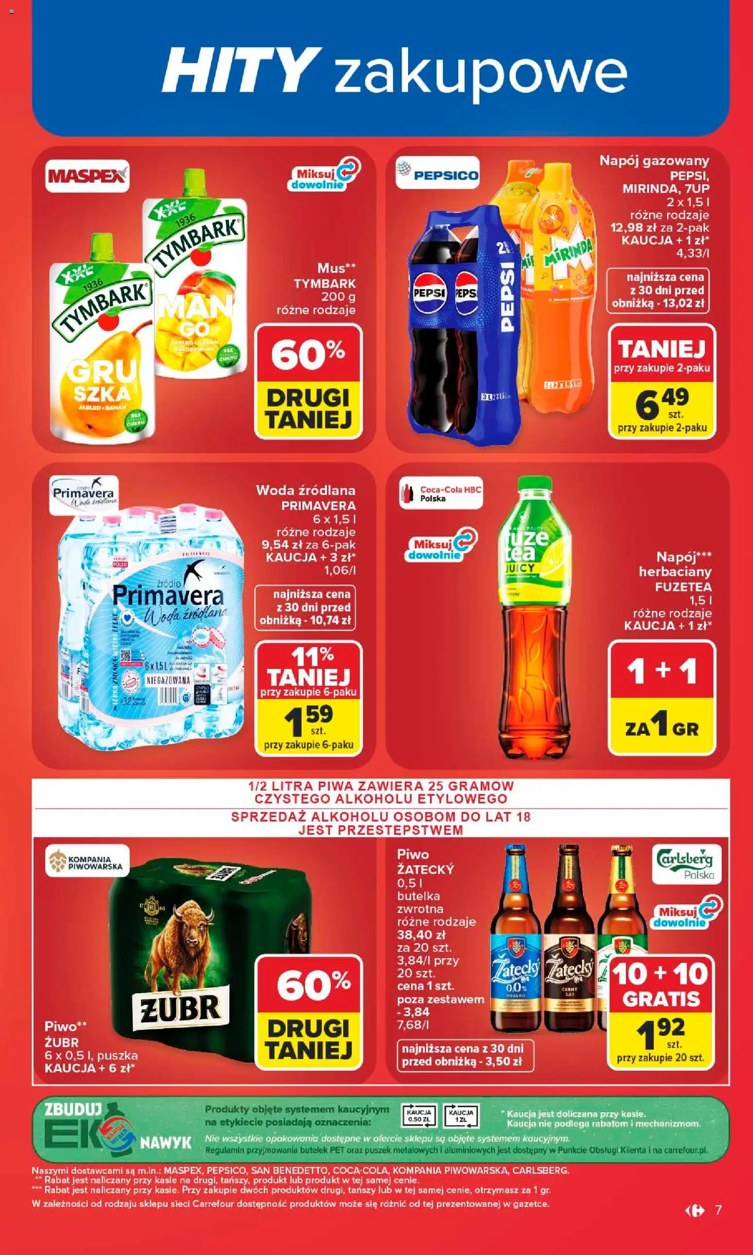 Carrefour gazetka od 15.06.2026 | Strona: 9 | Produkty: Woda źródlana, Pepsi, Piwo, Woda