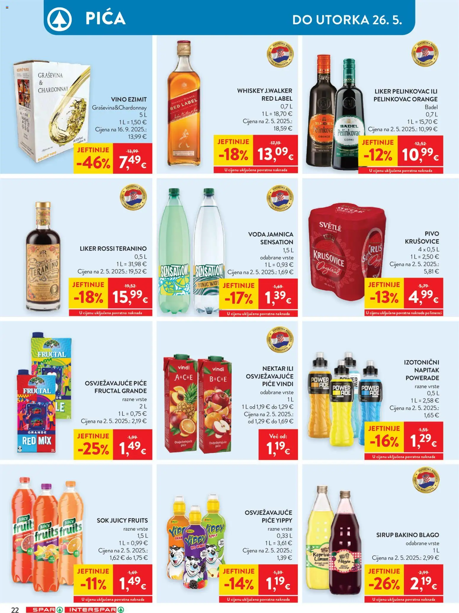 Spar katalog | vrijedi od 20.05.2026 | Stranica: 27 | Proizvodi: Vino, Voda, Liker, Tonic