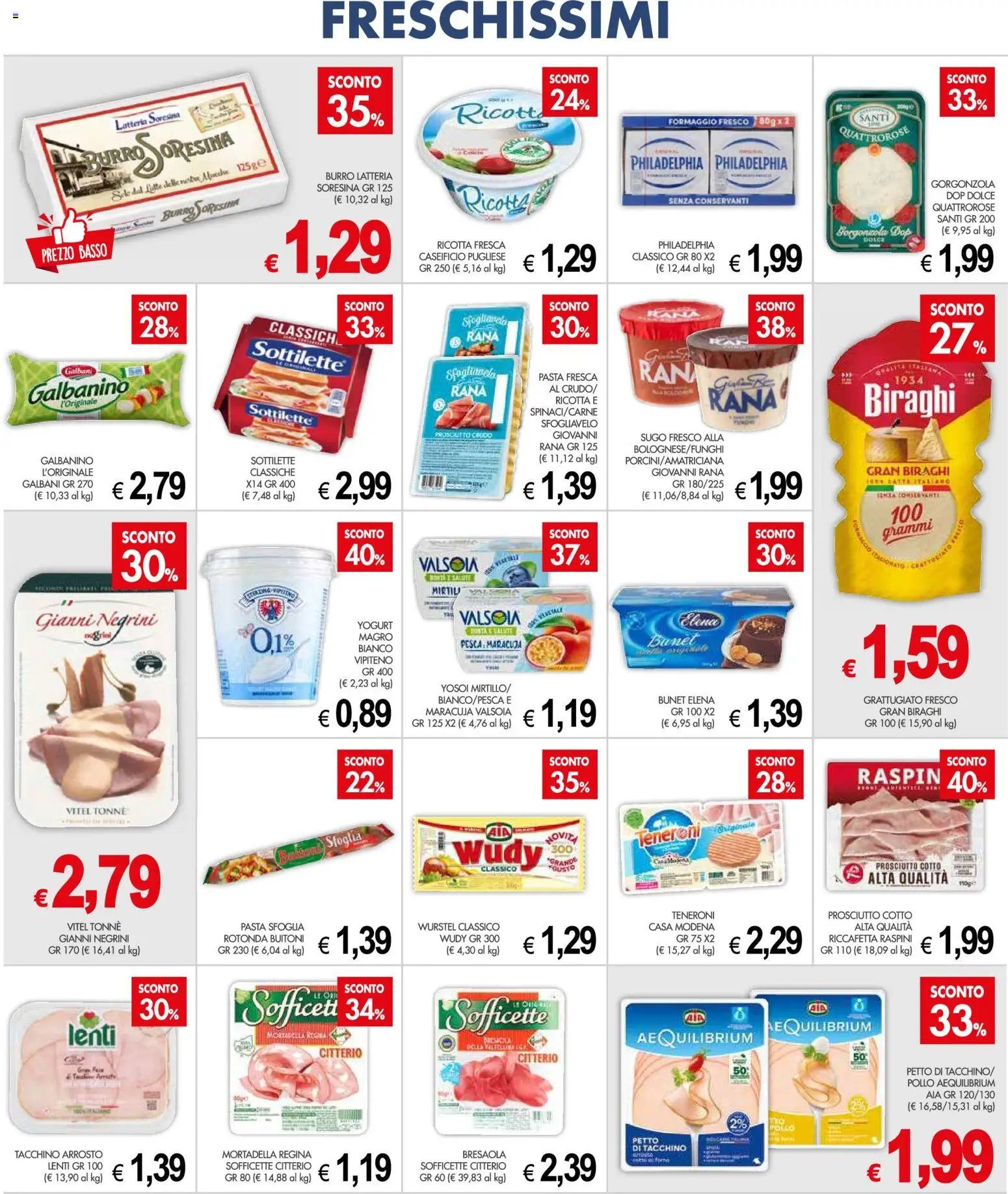 Volantino Presto Fresco del 25.05.2026 | Pagina: 5 | Prodotti: Pollo, Latte, Mortadella, Ricotta