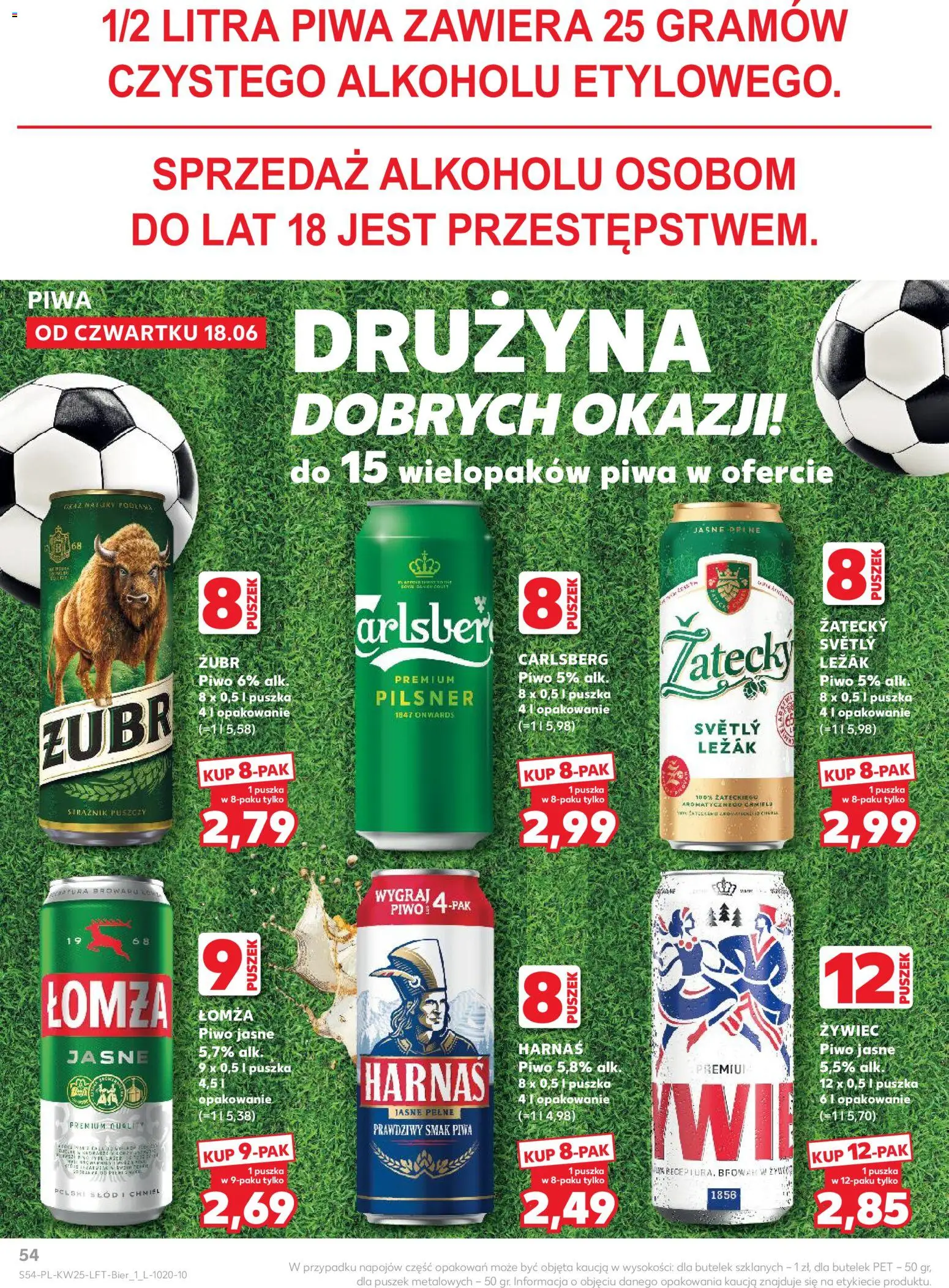 Kaufland gazetka od 18.06.2026 | Strona: 54 | Produkty: Leżak, Harnaś, Piwo