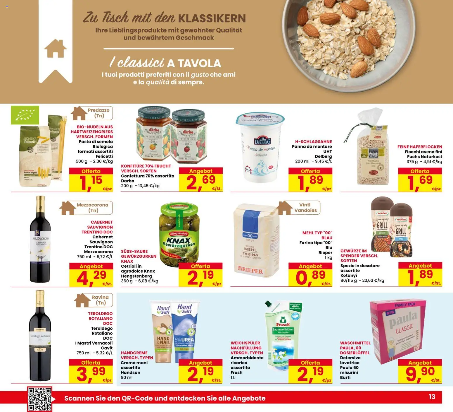 Volantino Eurospar del 29/10/2026 | Pagina: 13 | Prodotti: Detersivo in polvere, Ammorbidente, Fiocchi, Farina tipo 00