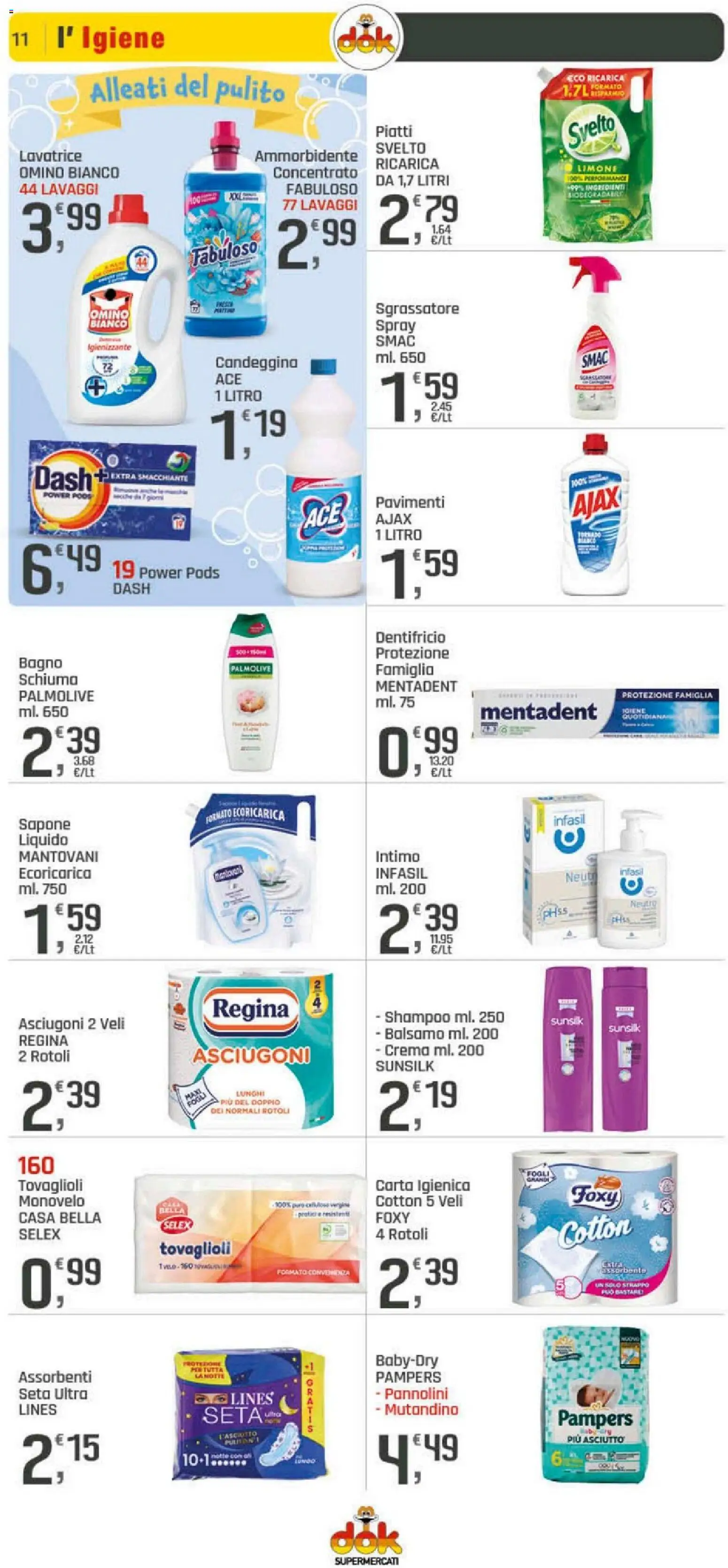 Volantino DOK del 10.04.2026 | Pagina: 11 | Prodotti: Sapone, Ammorbidente, Limone, Bagno