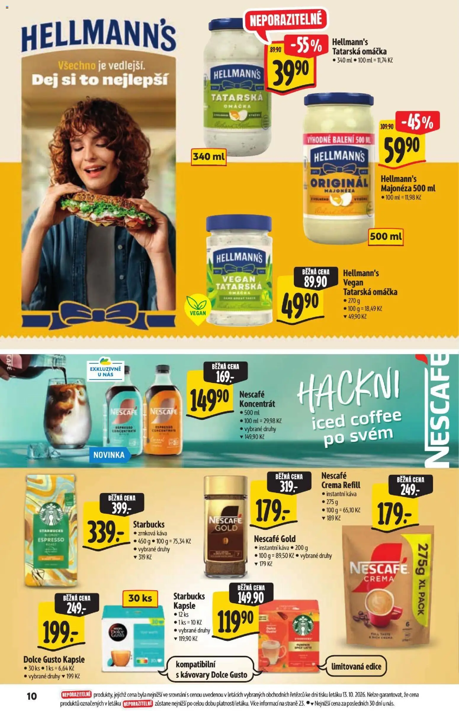 Albert leták - Hypermarket - Nabídka ve značkové kvalitě od 21.10.2026 | Strana: 10 | Produkty: Nescafé Gold, Starbucks, Káva, Zrnková káva