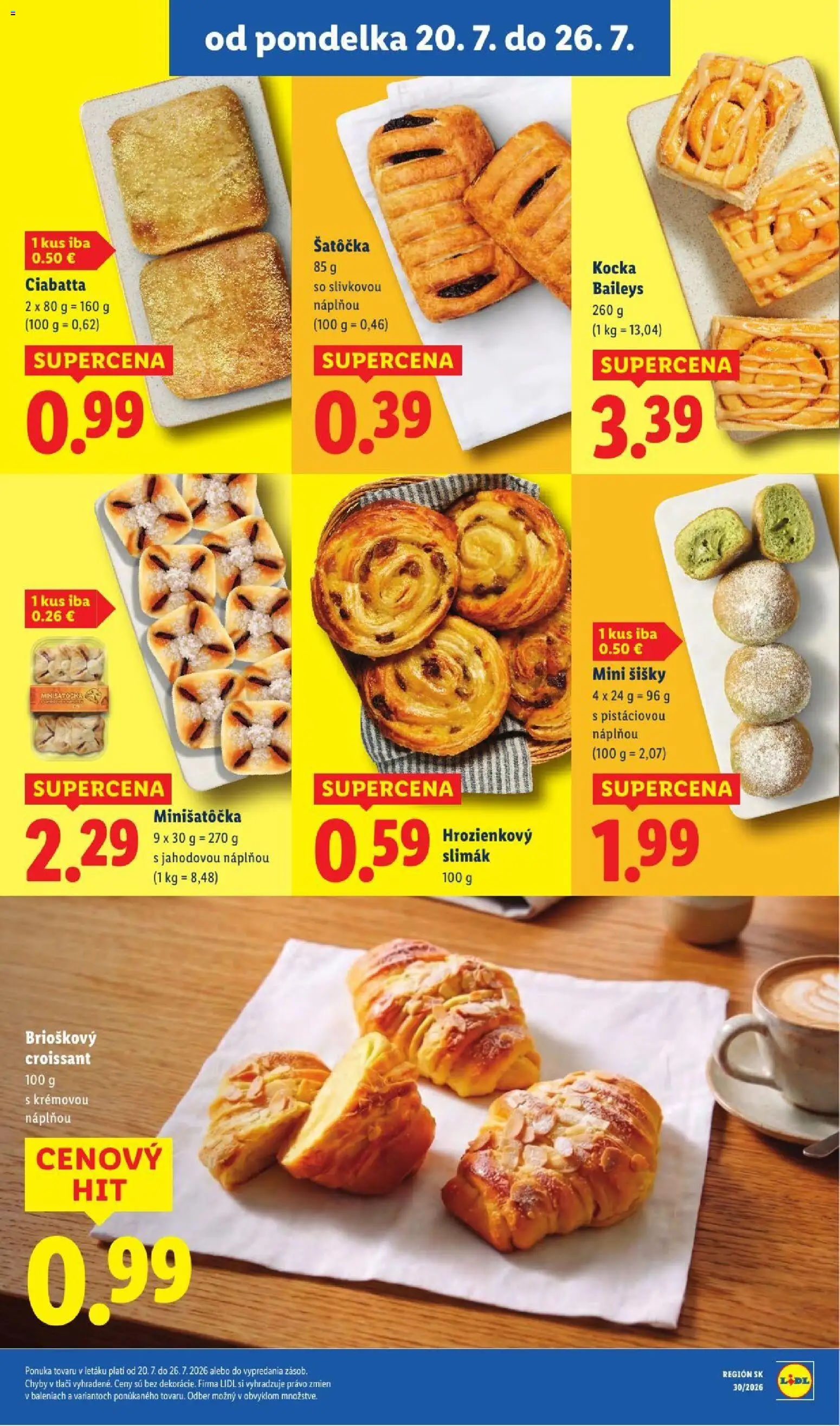 Nové Lidl akcie – leták je platný od 20.07.2026 | Strana: 16 | Produkty: Croissant, Šišky, Baileys