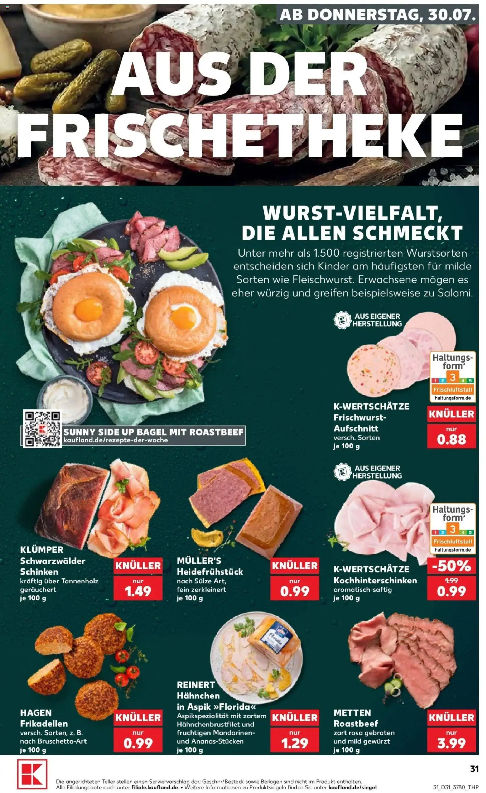 Kaufland Prospekt Eisenhüttenstadt – gültig ab 30.07.2026 | Seite: 31 | Produkte: Hahnchen, Mandarinen, Roastbeef, Schinken