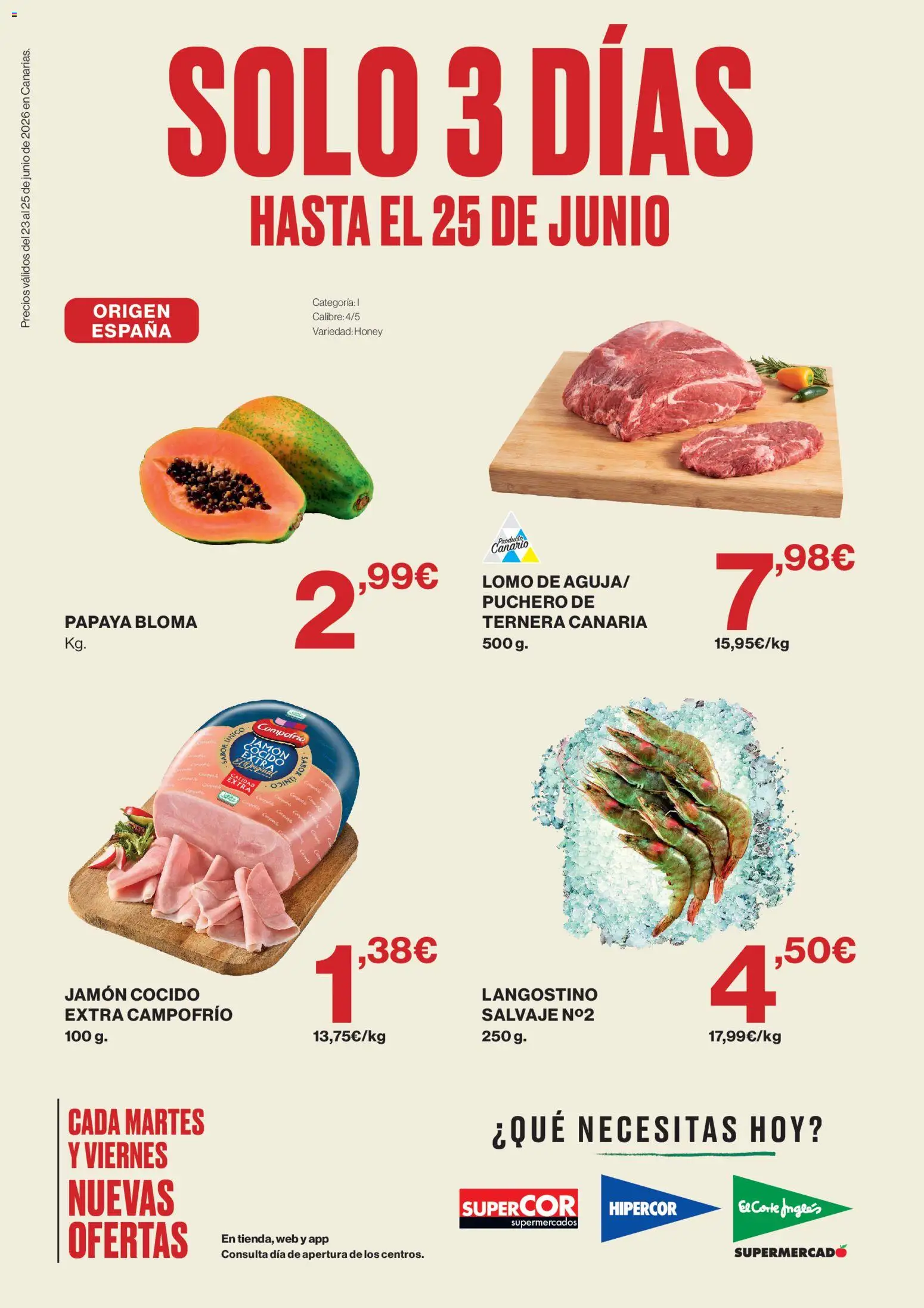 El Corte Inglés ofertas │ válido desde el 23/06/2026 | Página: 1 | Productos: Jamón, Jamón cocido, Langostino