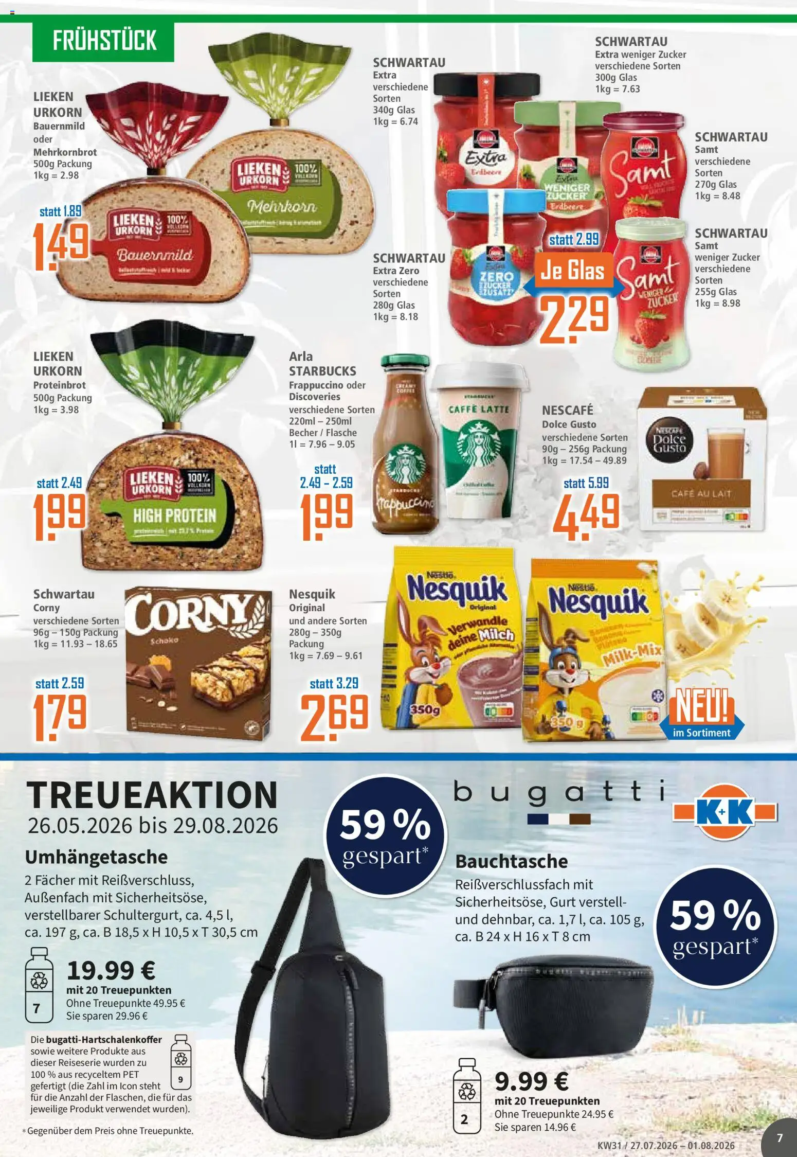 Klaas & Kock Prospekt – gültig ab 27.07.2026 | Seite: 7 | Produkte: Milch, Starbucks, Zucker, Schwartau extra
