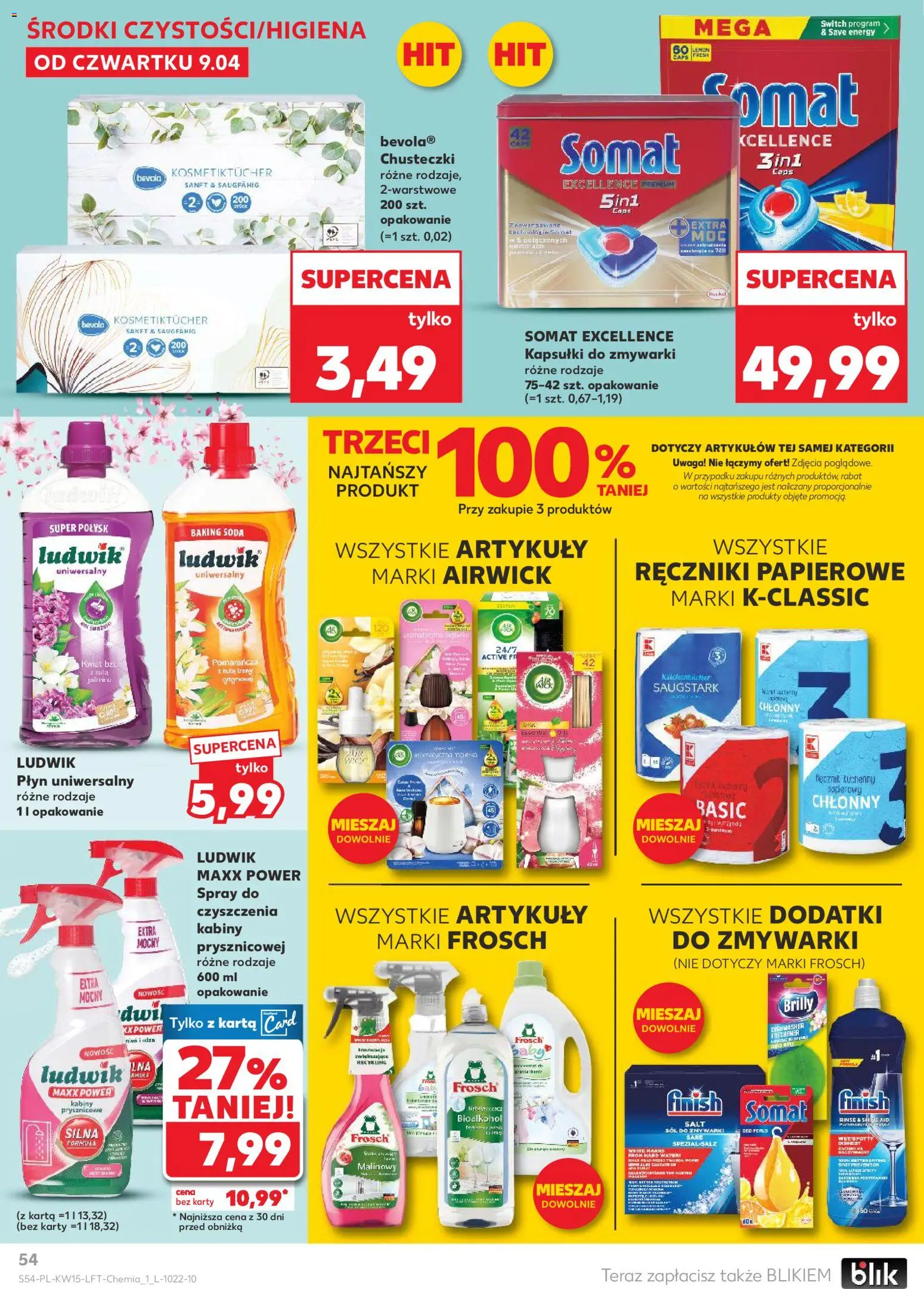 Kaufland gazetka od 09.04.2026 | Strona: 54 | Produkty: Karta, Trawy, Ręczniki papierowe, Finish