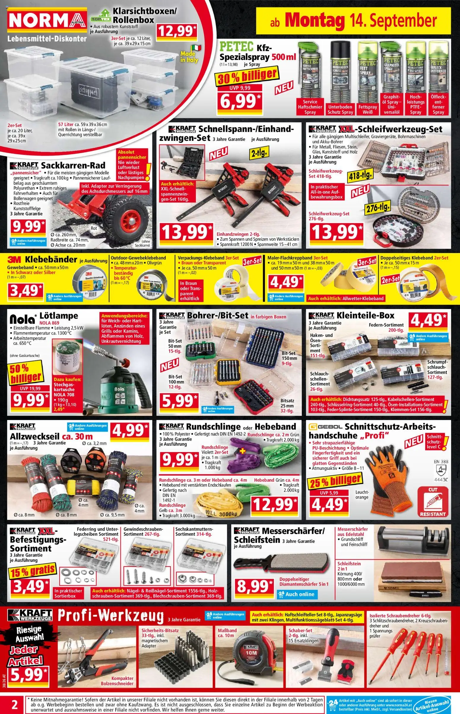 Norma Flugblatt gültig ab 14.09.2026 | Seite: 2 | Produkte: Handschuhe, Adapter, Öl