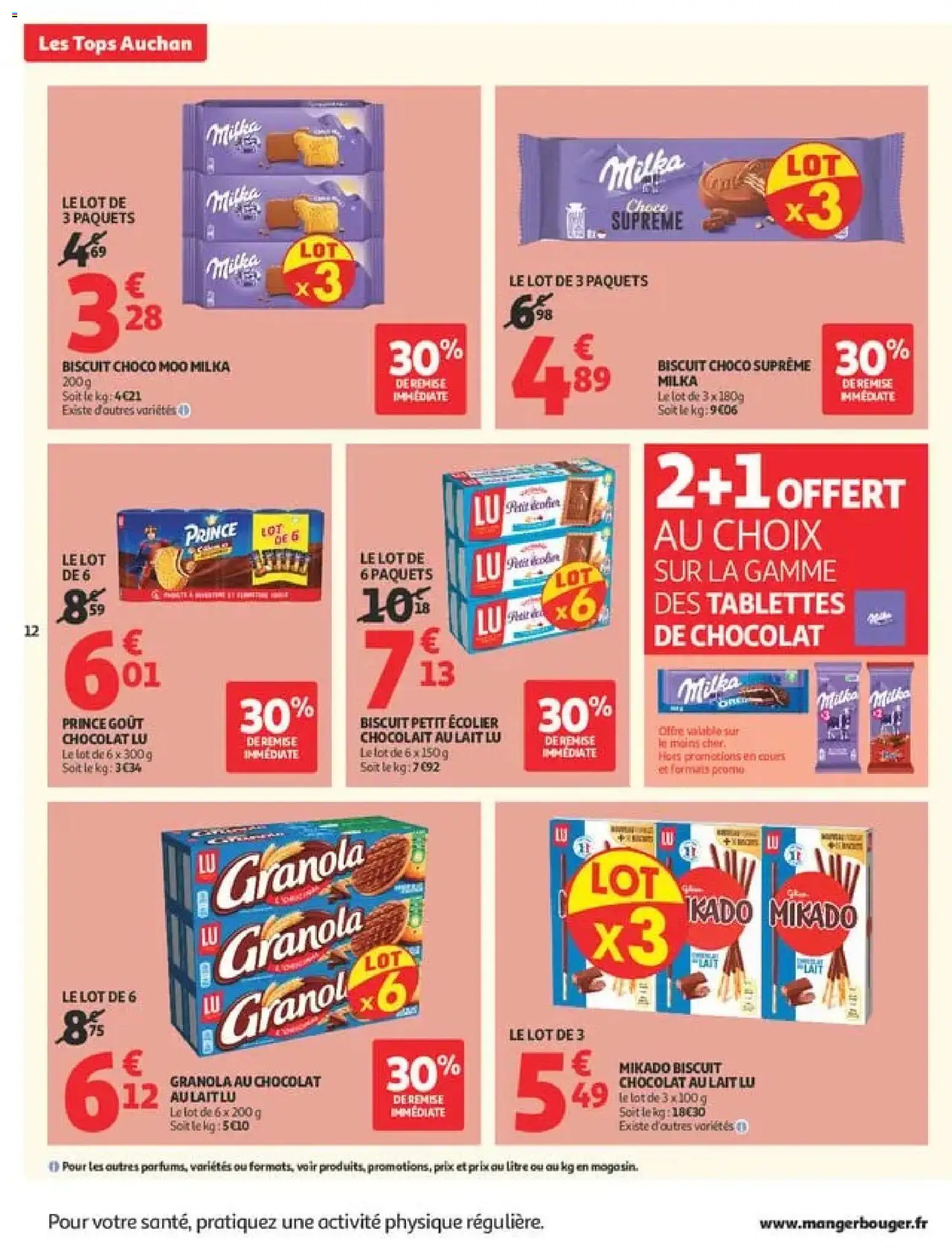 {H1} | Page: 12 | Produits: Tablettes de chocolat, Mikado, Lait, Granola