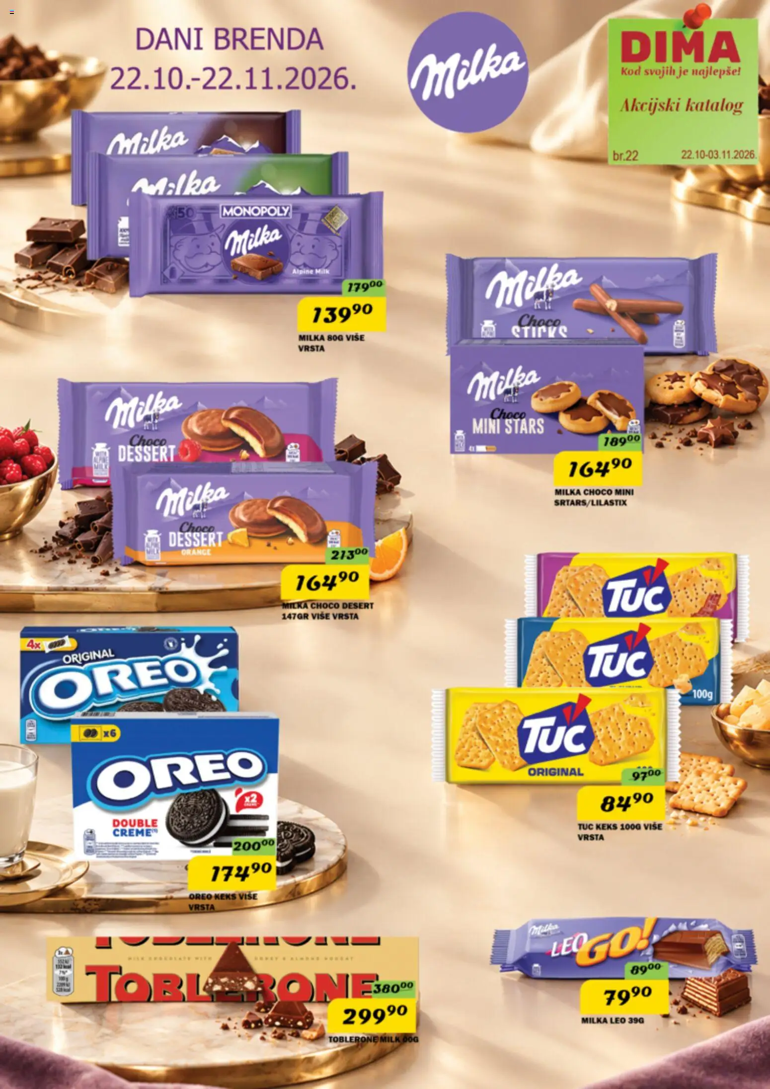 VP Dima katalog - važi od 22.10.2026 | Strana: 1 | Proizvode: Desert, Oreo, Tuc, Toblerone