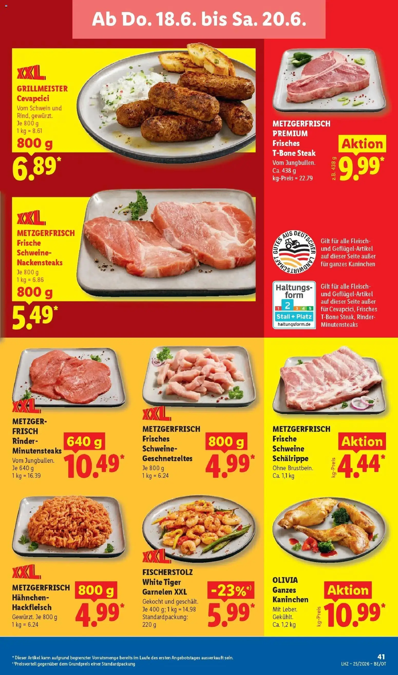 Lidl Prospekt Senftenberg – gültig ab 15.06.2026 | Seite: 65 | Produkte: Nackensteaks, Kaninchen, Garnelen, Hackfleisch