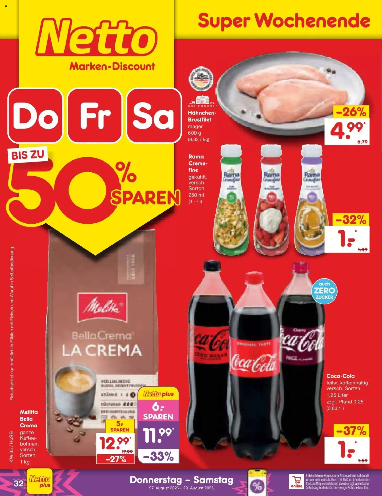 Netto Marken-Discount Prospekt Hannover (ab 24.08.2026) » Angebote | Seite: 46 | Produkte: Melitta, Hahnchen, Coca cola, Wurst