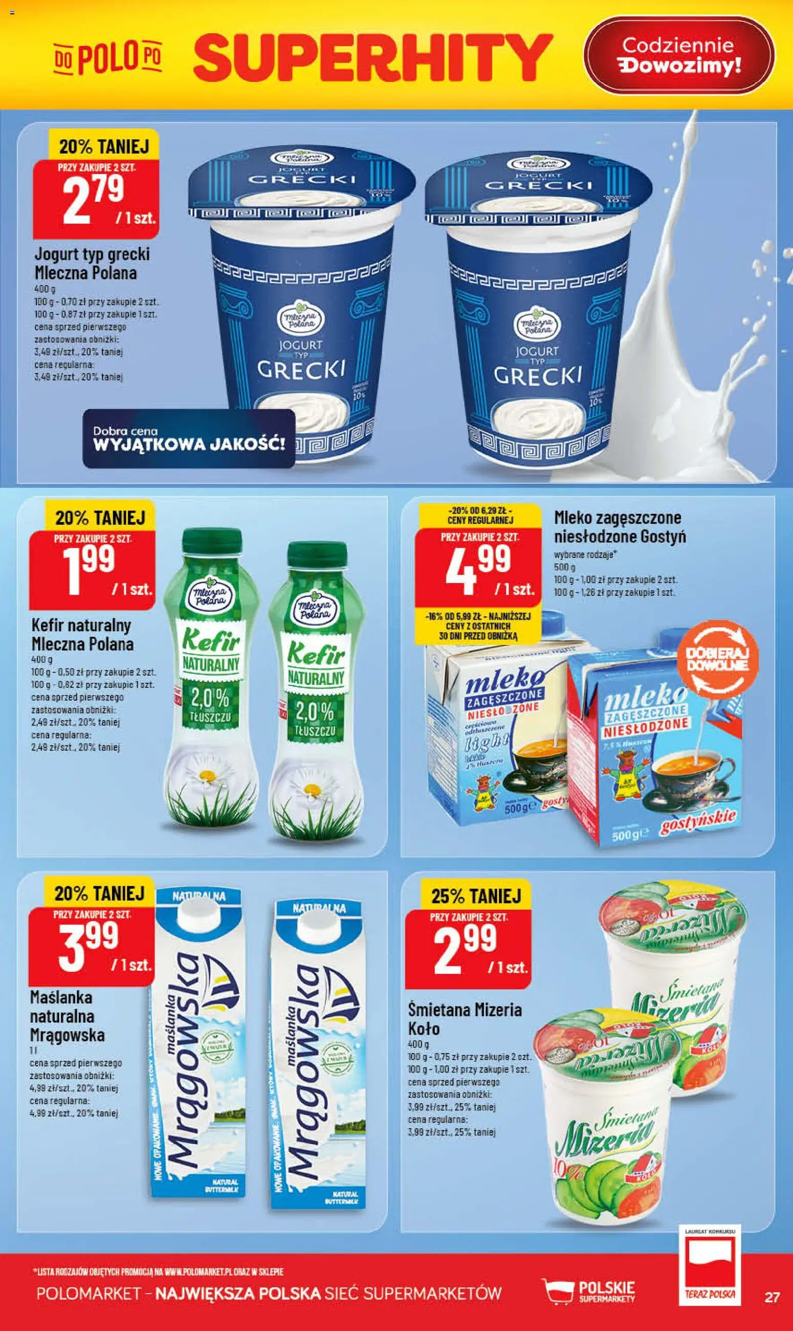 POLOmarket gazetka od 03.06.2026 | Strona: 27 | Produkty: Maślanka, Mleko, Jogurt, Śmietana