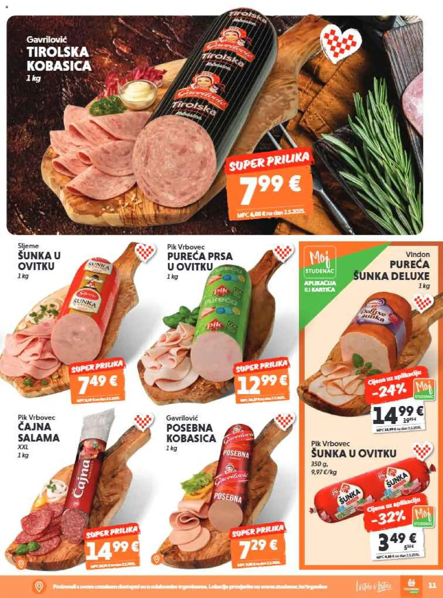 Studenac katalog | vrijedi od 17.06.2026 | Stranica: 11 | Proizvodi: Salama, Šunka, Kobasica, Pik Vrbovec