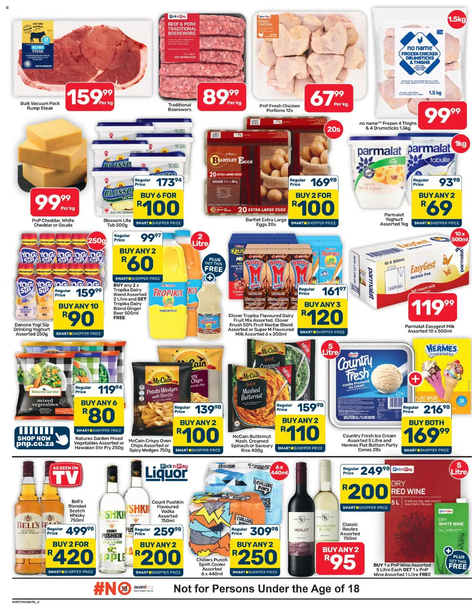 New Pick n Pay catalogue – valid from 25/07/2026 | Page: 2 | Products: Milk, Eggs, Chicken, Pork
