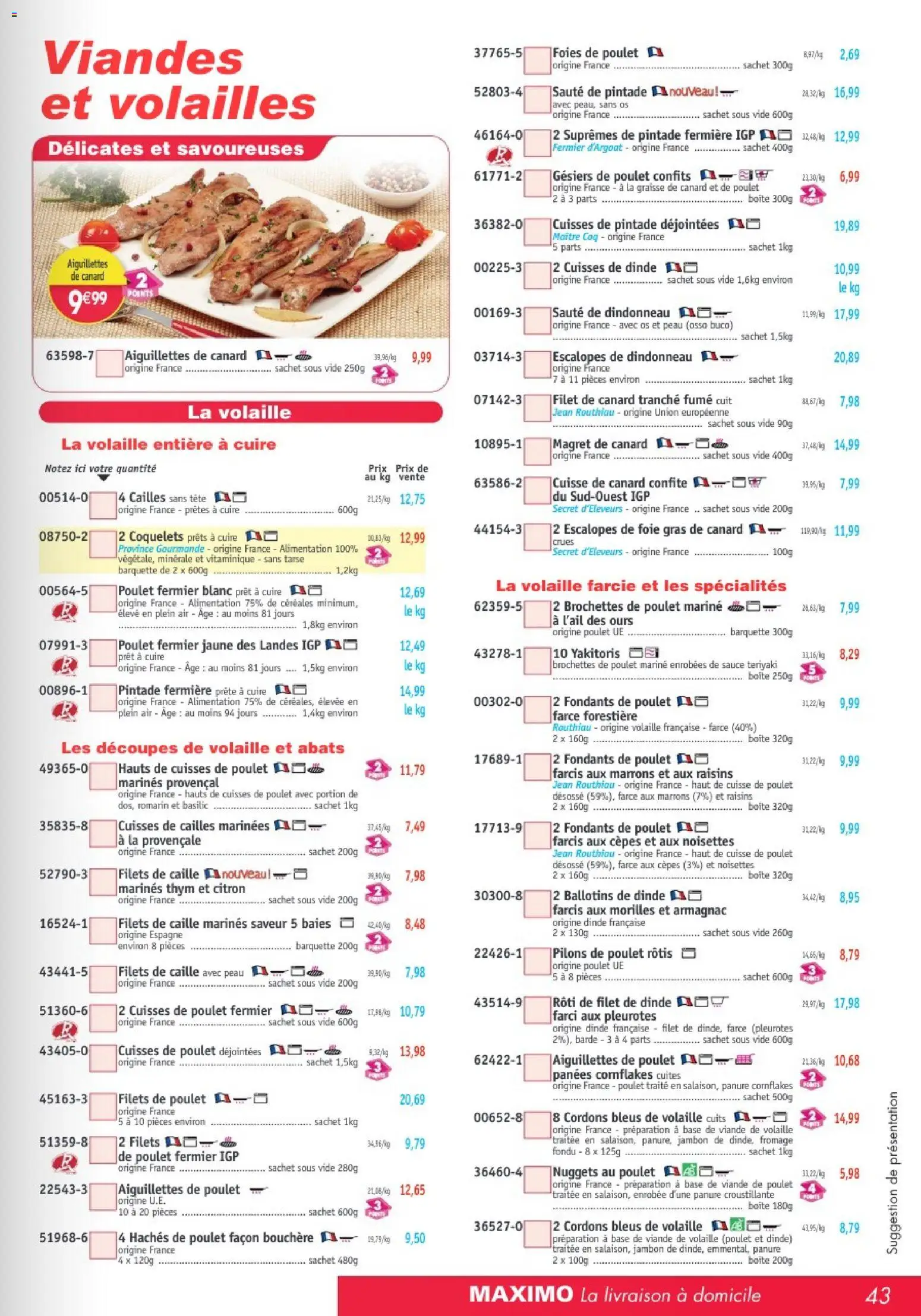 {H1} | Page: 43 | Produits: Graisse de canard, Citron, Jambon, Viande de poulet